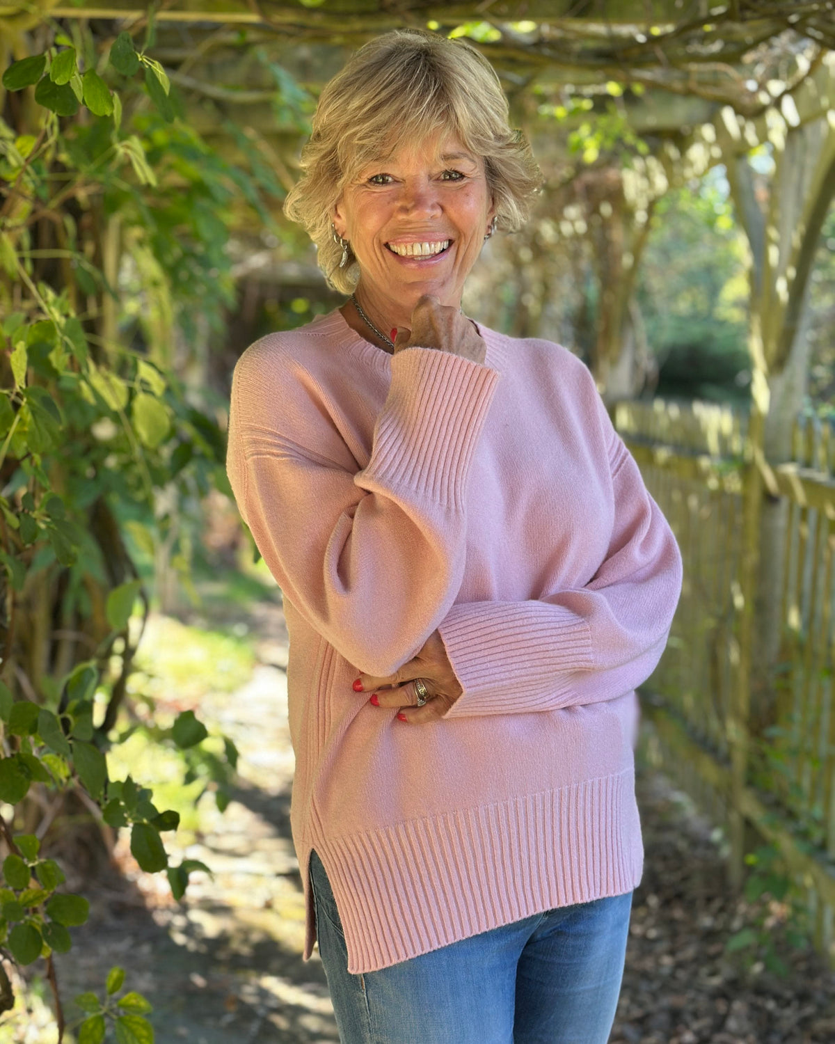 Soft Knit Oversized Slouch Jumper - Rose