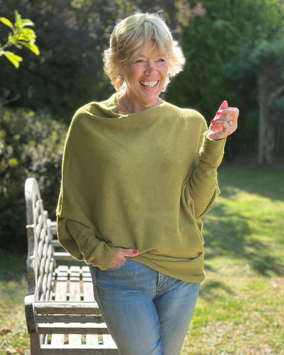 Soft Knit Asymmetric Jumper - Olive