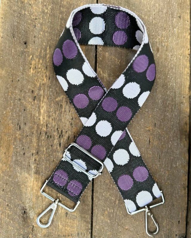 accessory Bag Strap -  Purple And White Dot Print