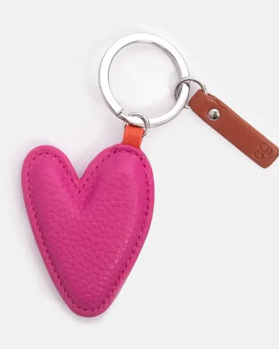 accessory Fuchsia Heart Keyring - Leather