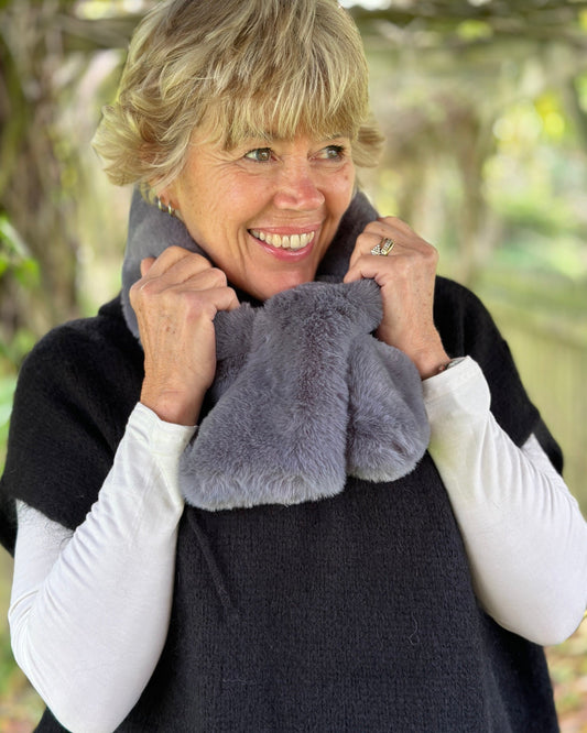 accessory Silver Faux Fur Pull Through Scarf