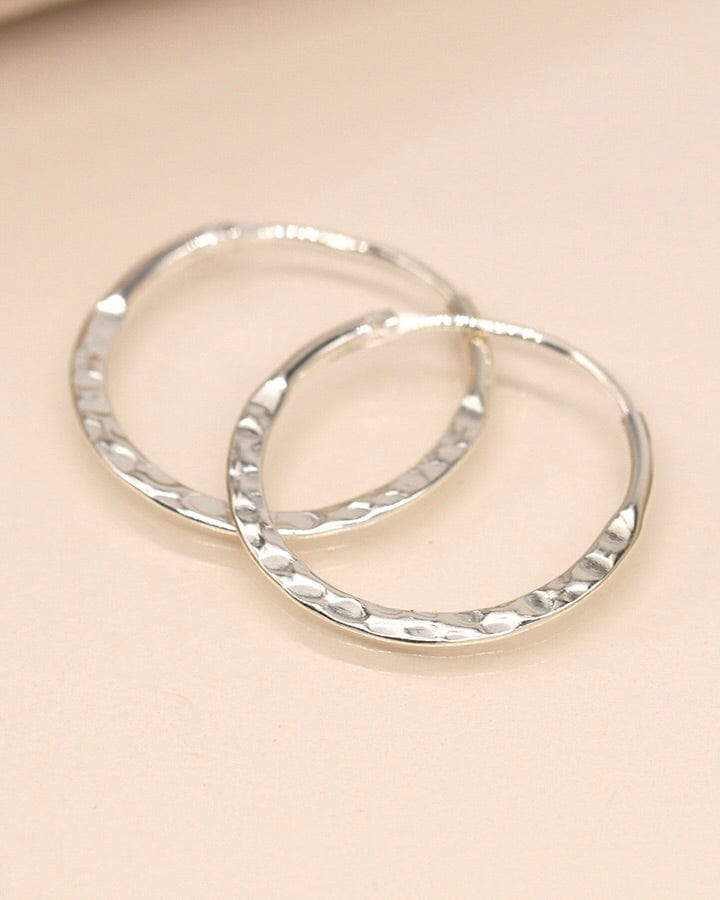 accessory Sterling Silver Hammered Hoop Earrings Large