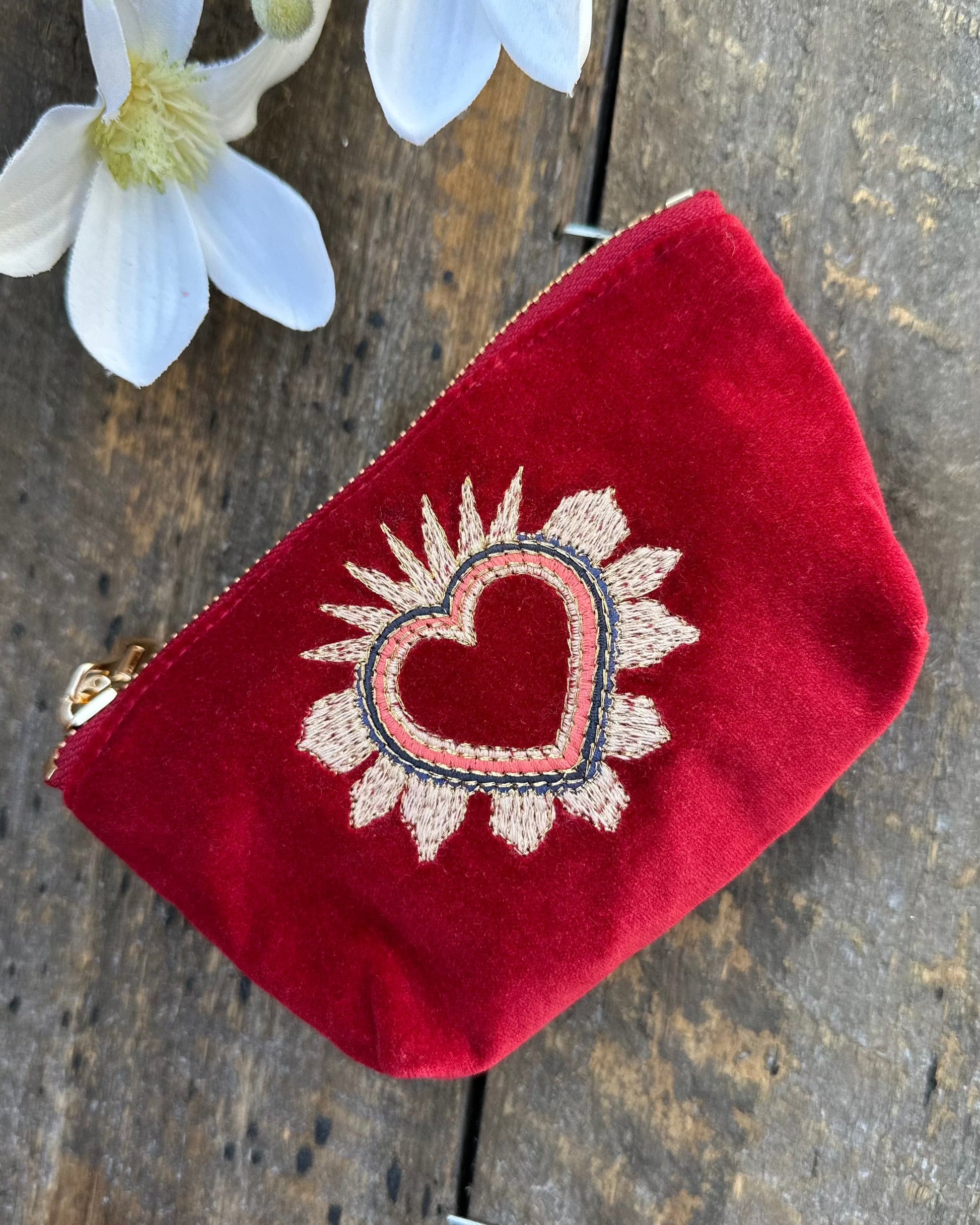 accessory Velvet Enchanted Heart Coin Purse - Red