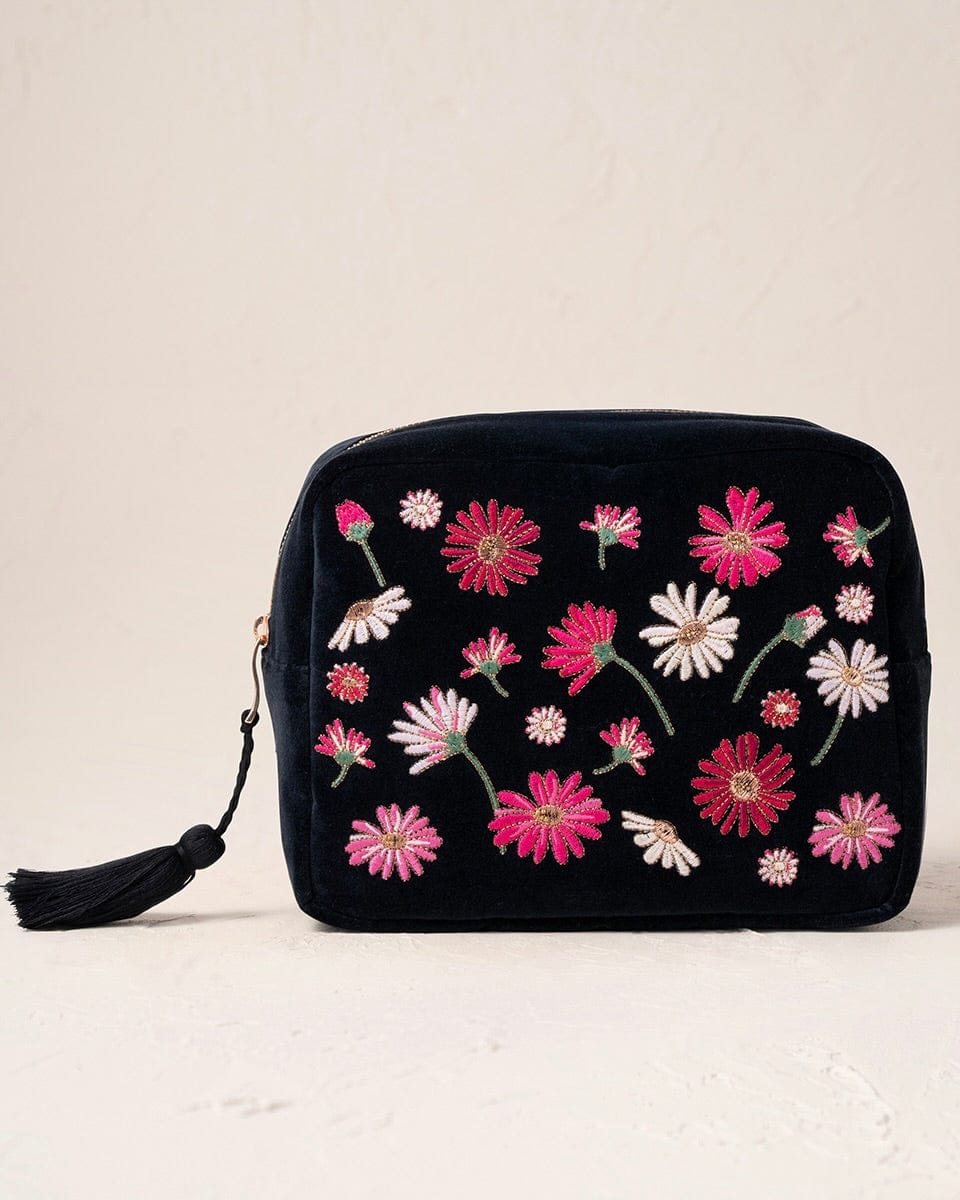 accessory Wildflower Velvet Wash Bag - Charcoal