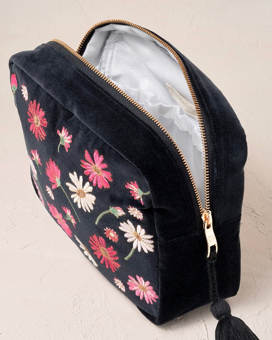 accessory Wildflower Velvet Wash Bag - Charcoal