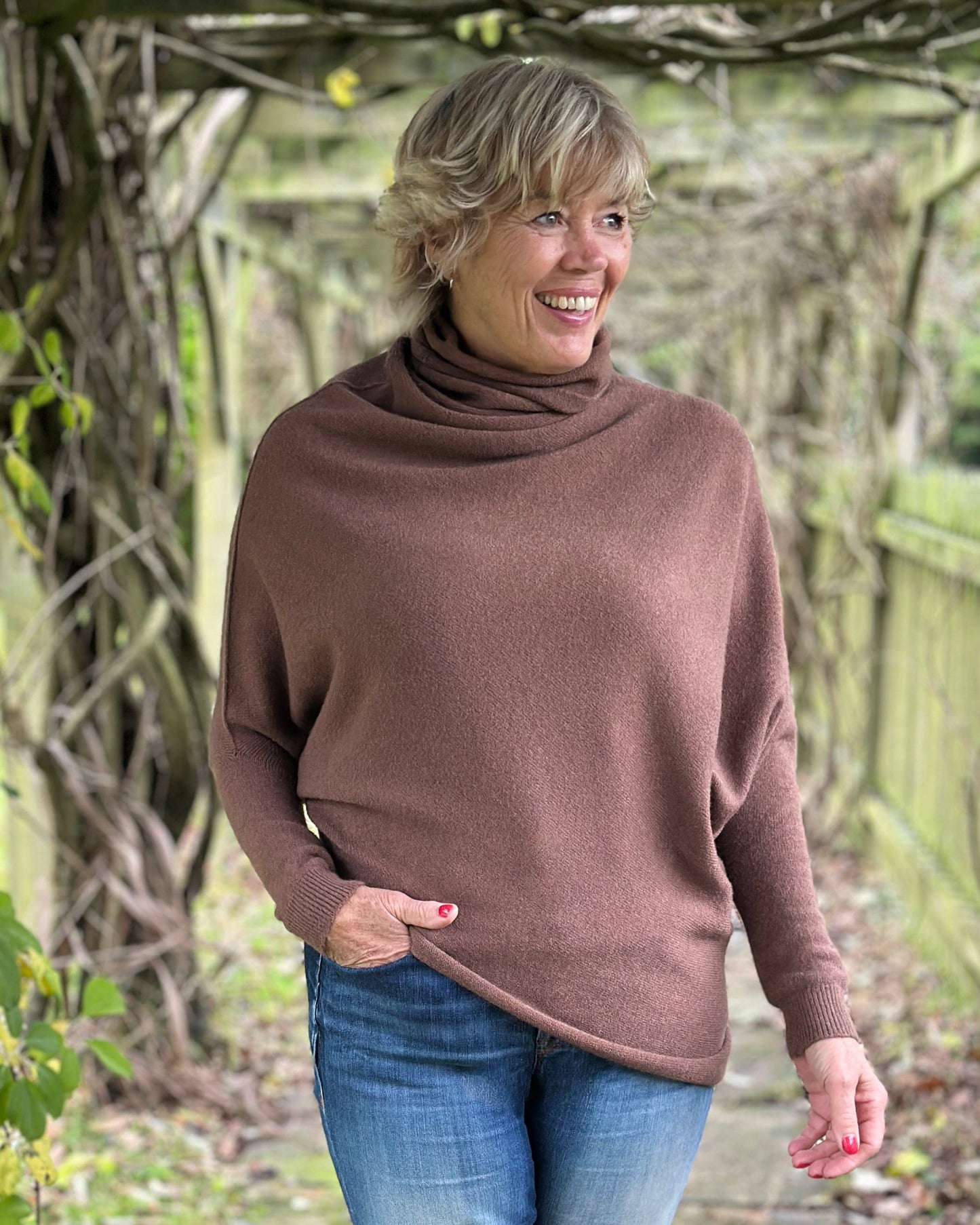 clothing Asymmetric Draped Roll Neck Jumper - Coco