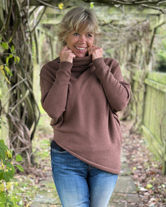 clothing Asymmetric Draped Roll Neck Jumper - Coco