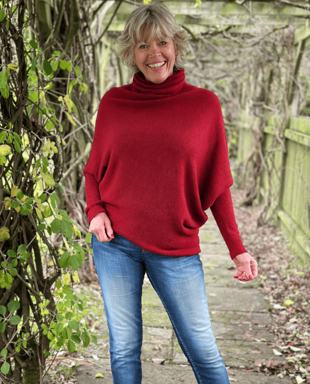 clothing Asymmetric Draped Roll Neck Jumper - Red