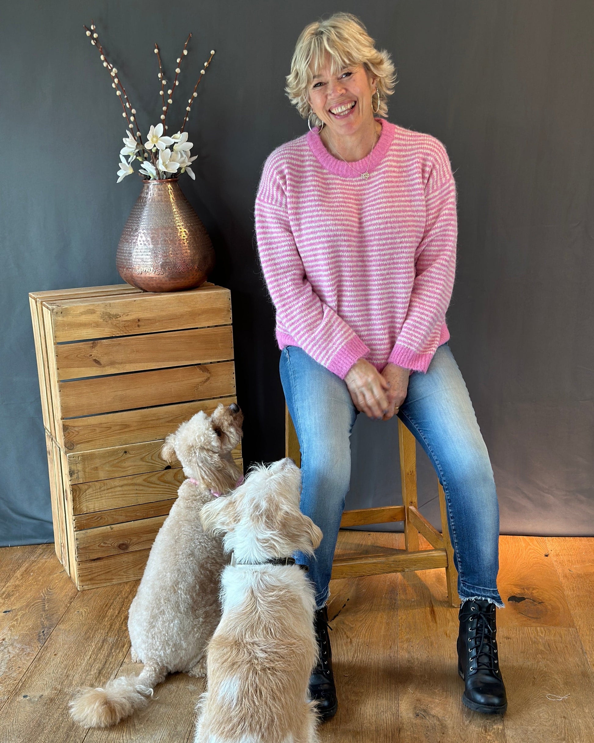 Clothing Audrey Striped Long Sleeve Jumper - Pink/Cream