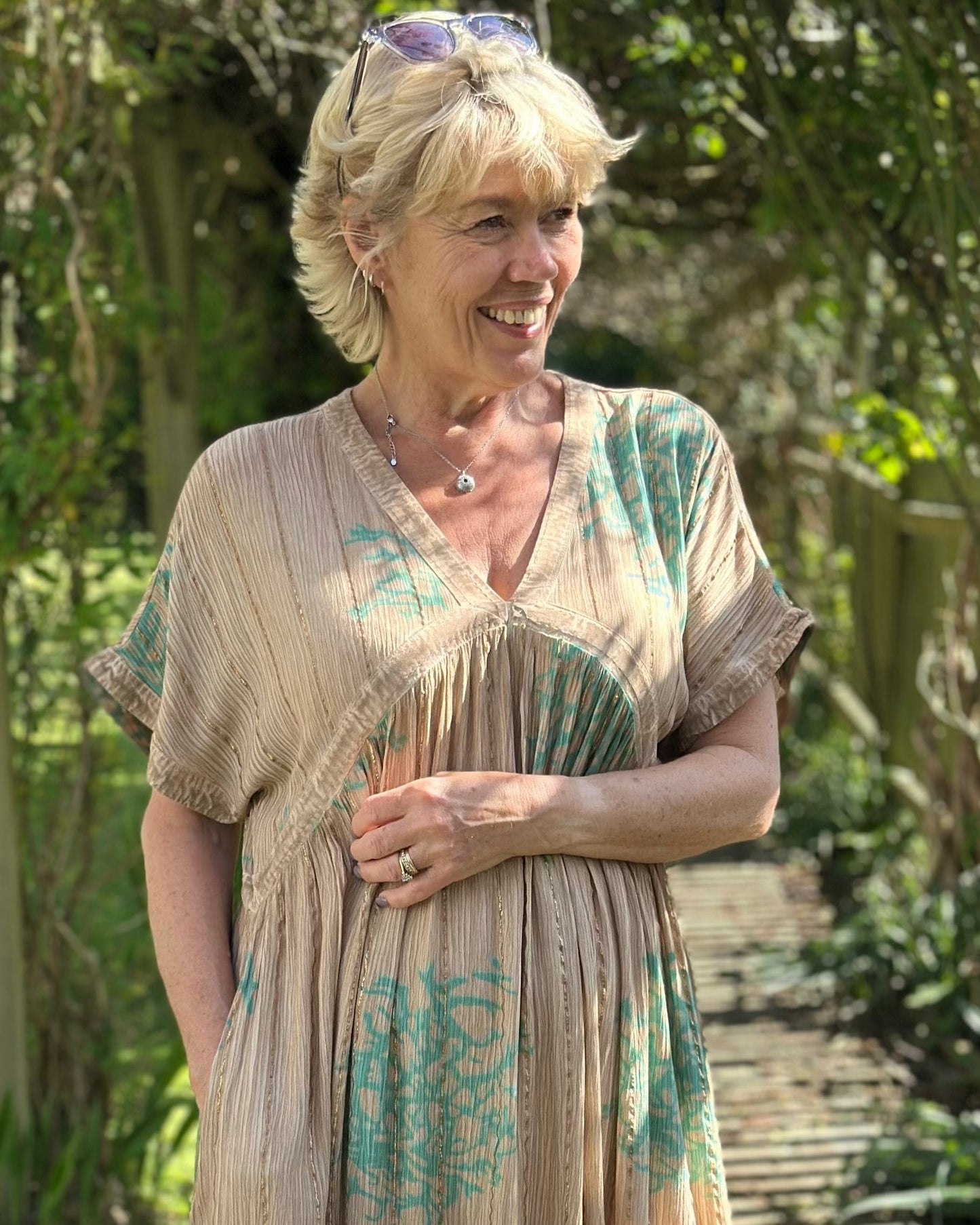 Clothing Boho Coral Dress - Taupe/Turquoise