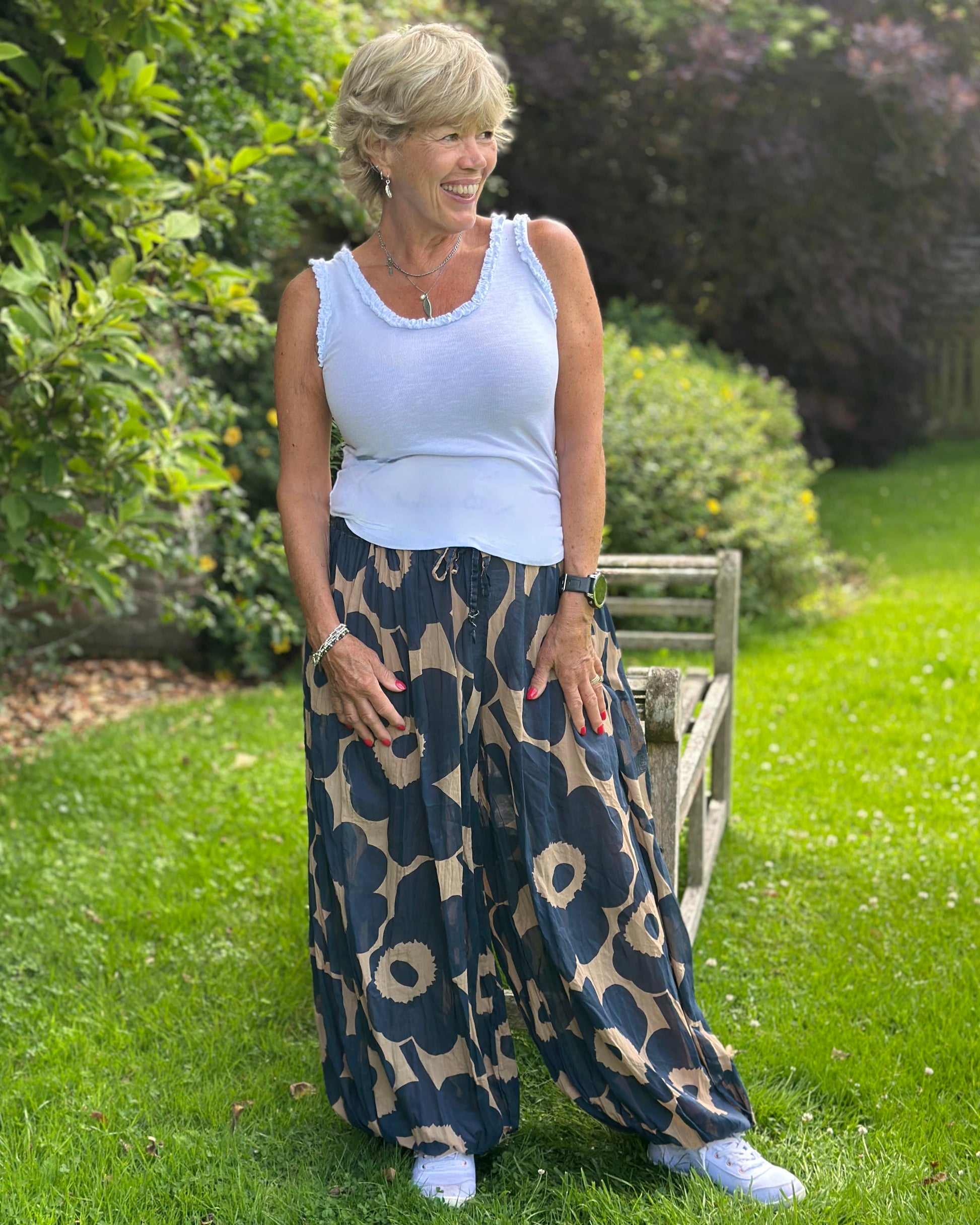 Clothing Bold Floral Cotton Harem trousers - Navy/Caramel