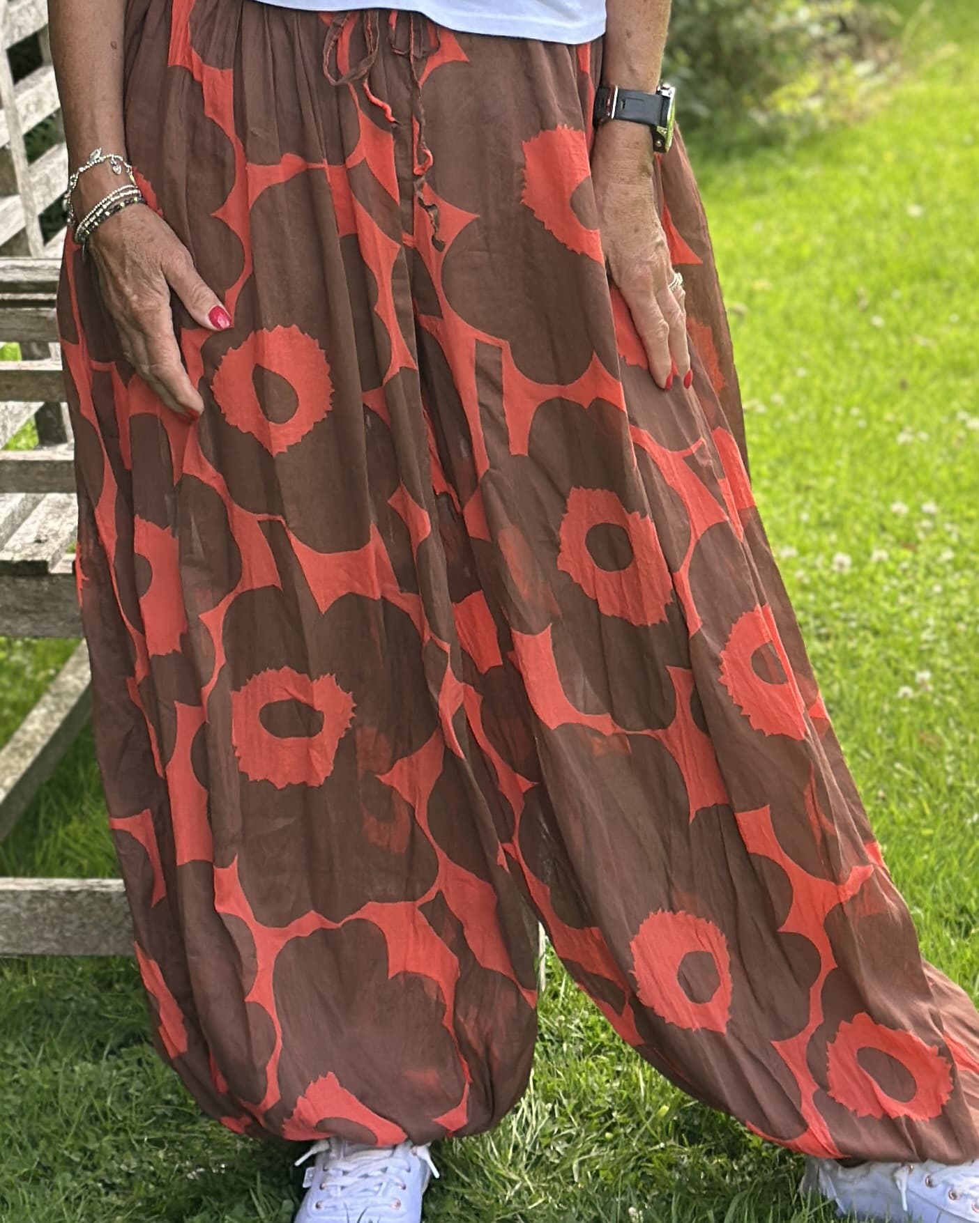 Clothing Bold Floral Cotton Harem trousers - Orange/Brown