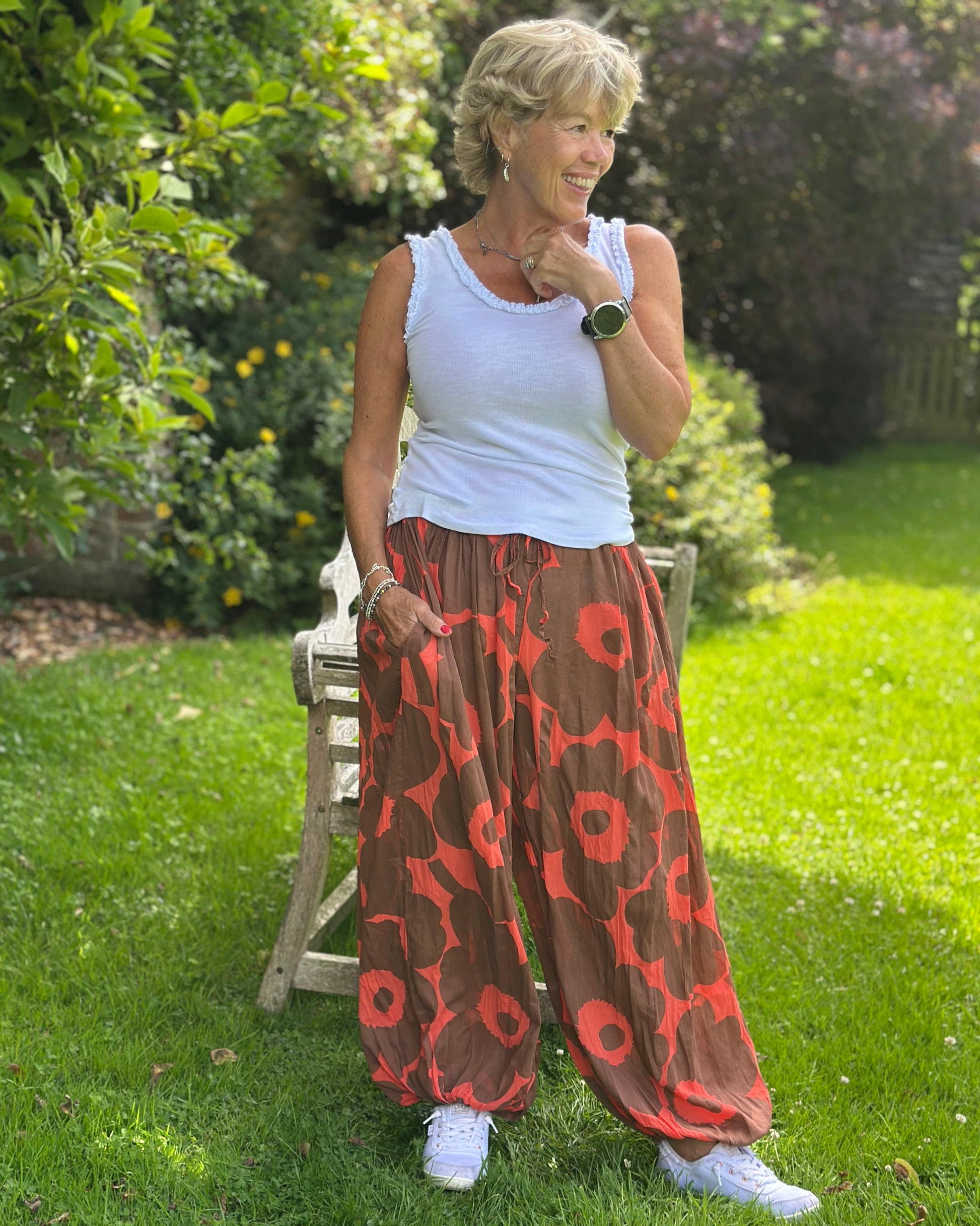 Clothing Bold Floral Cotton Harem trousers - Orange/Brown
