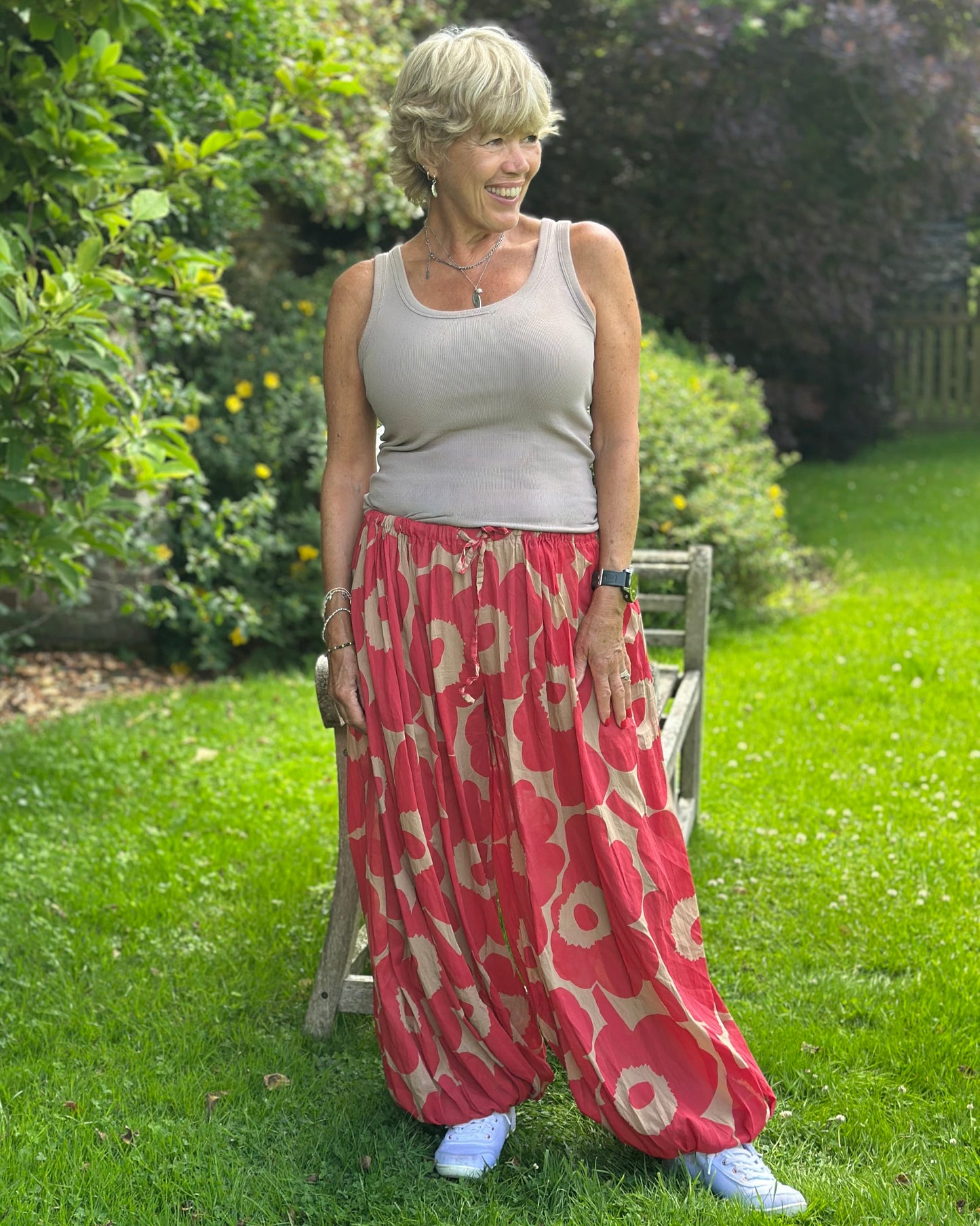 Clothing Bold Floral Cotton Harem trousers - Red/Caramel