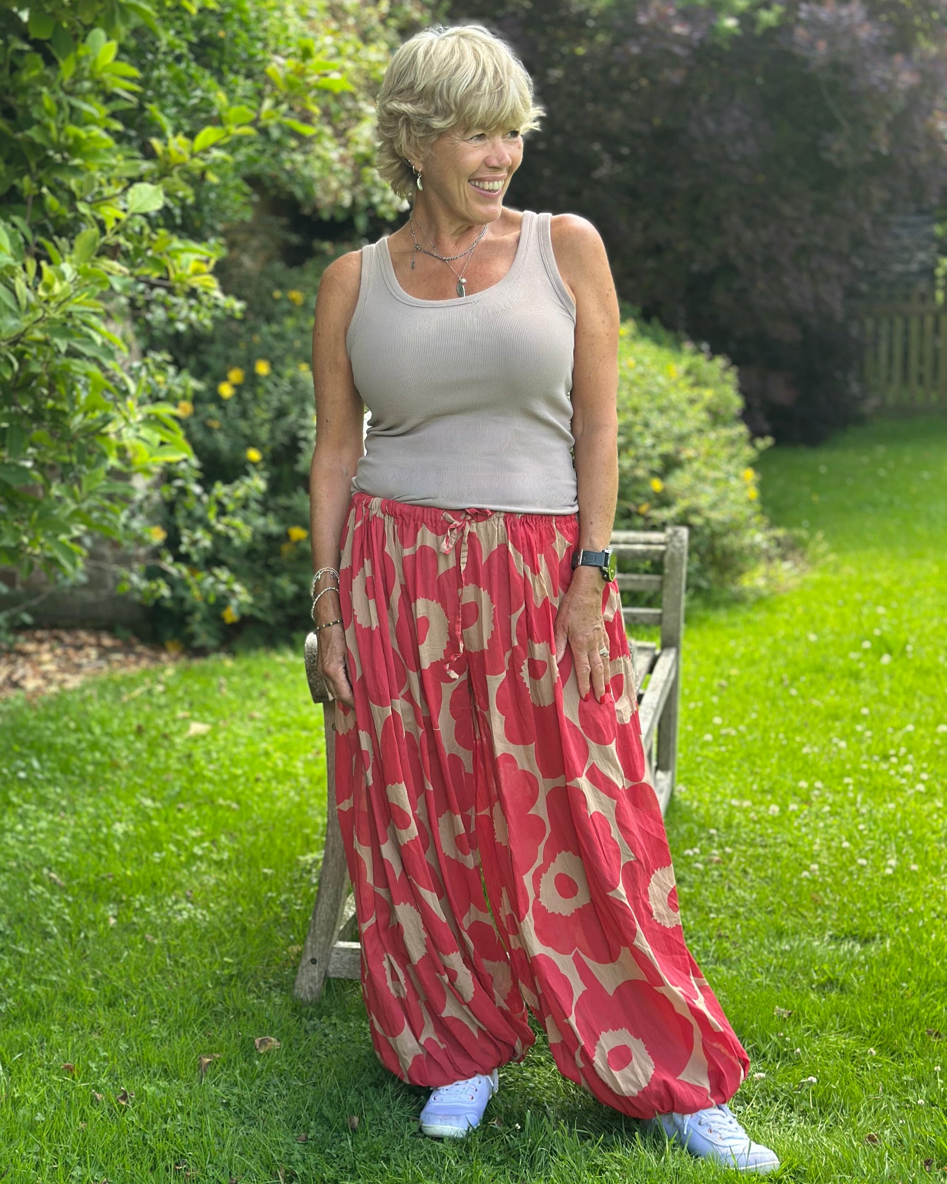 Clothing Bold Floral Cotton Harem trousers - Red/Caramel