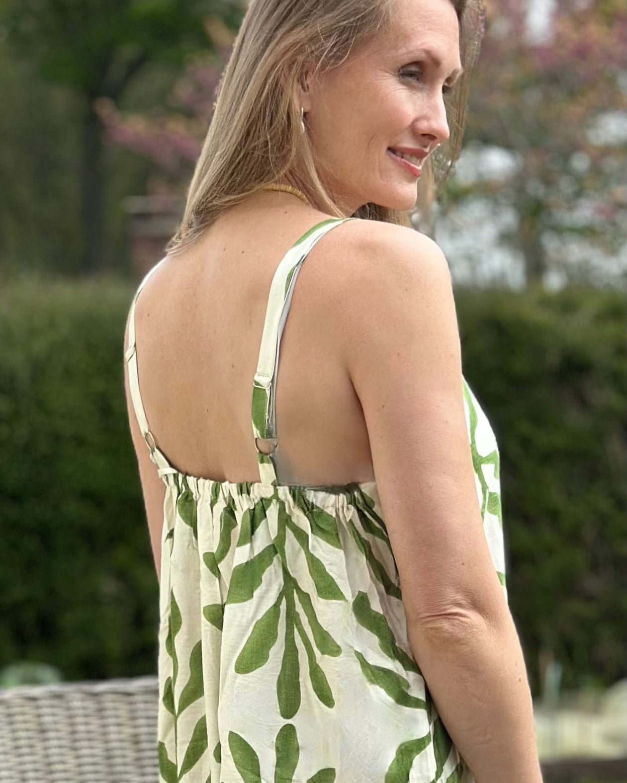 Clothing Bold Leaf Print Strap Jumpsuit - Green/Cream