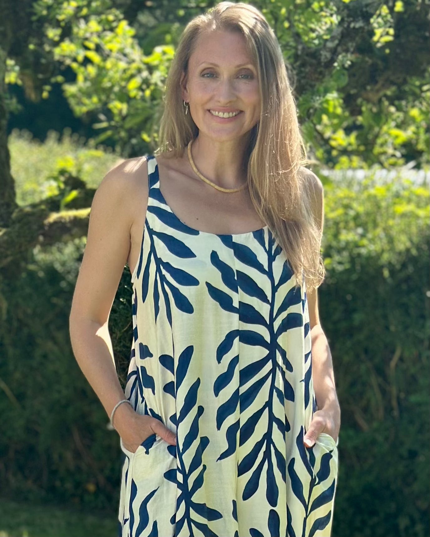 Clothing Bold Leaf Print Strap Jumpsuit - Navy