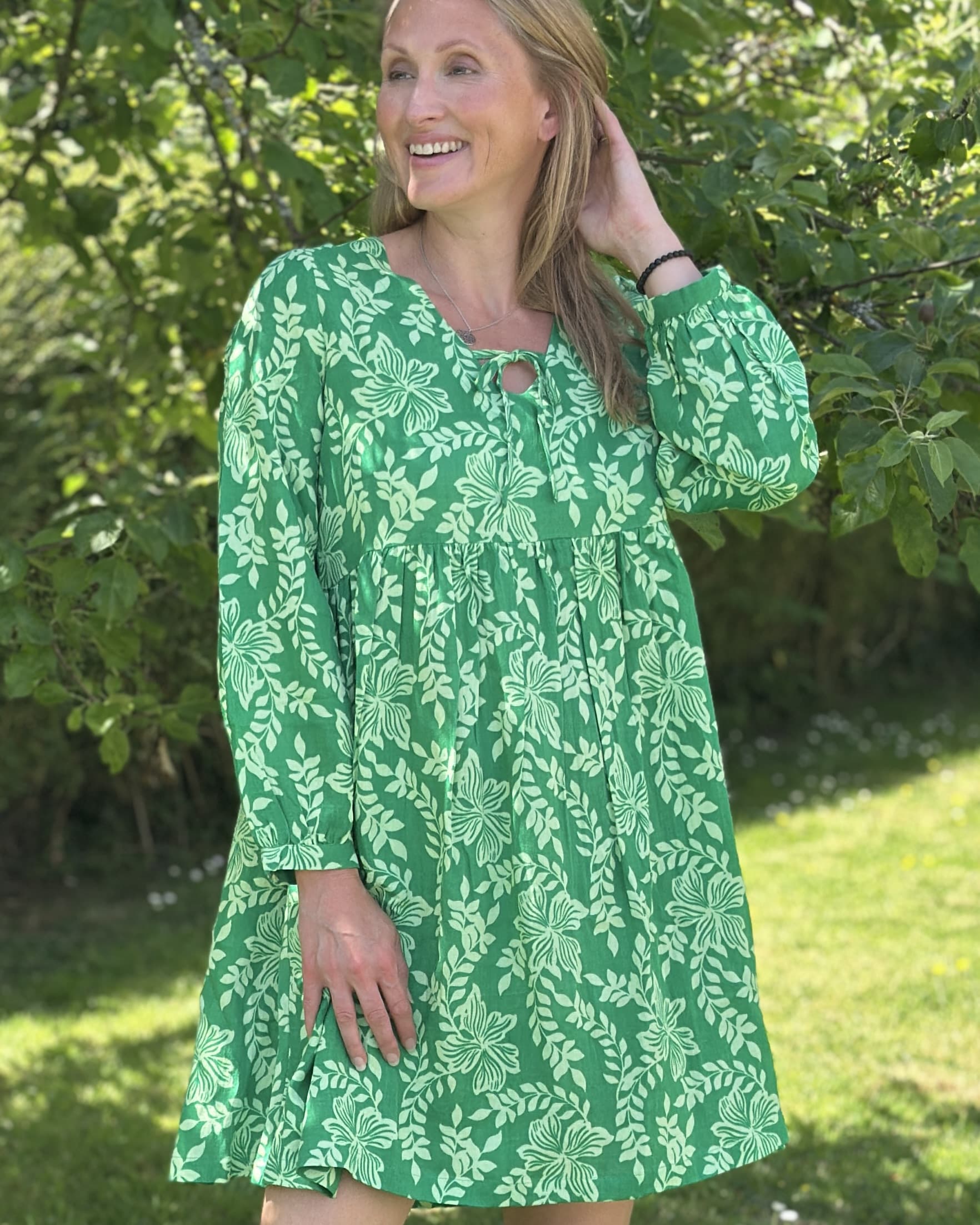 Clothing Bow Detail Tunic Dress - Bright Green