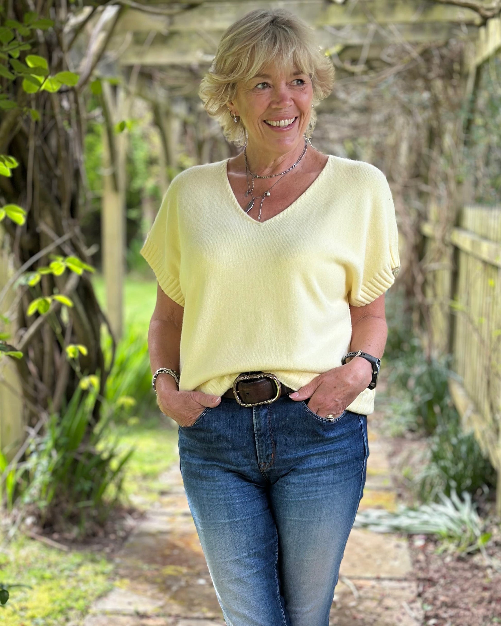 Clothing Boxy Ribbed Short Sleeve Jumper - Lemon