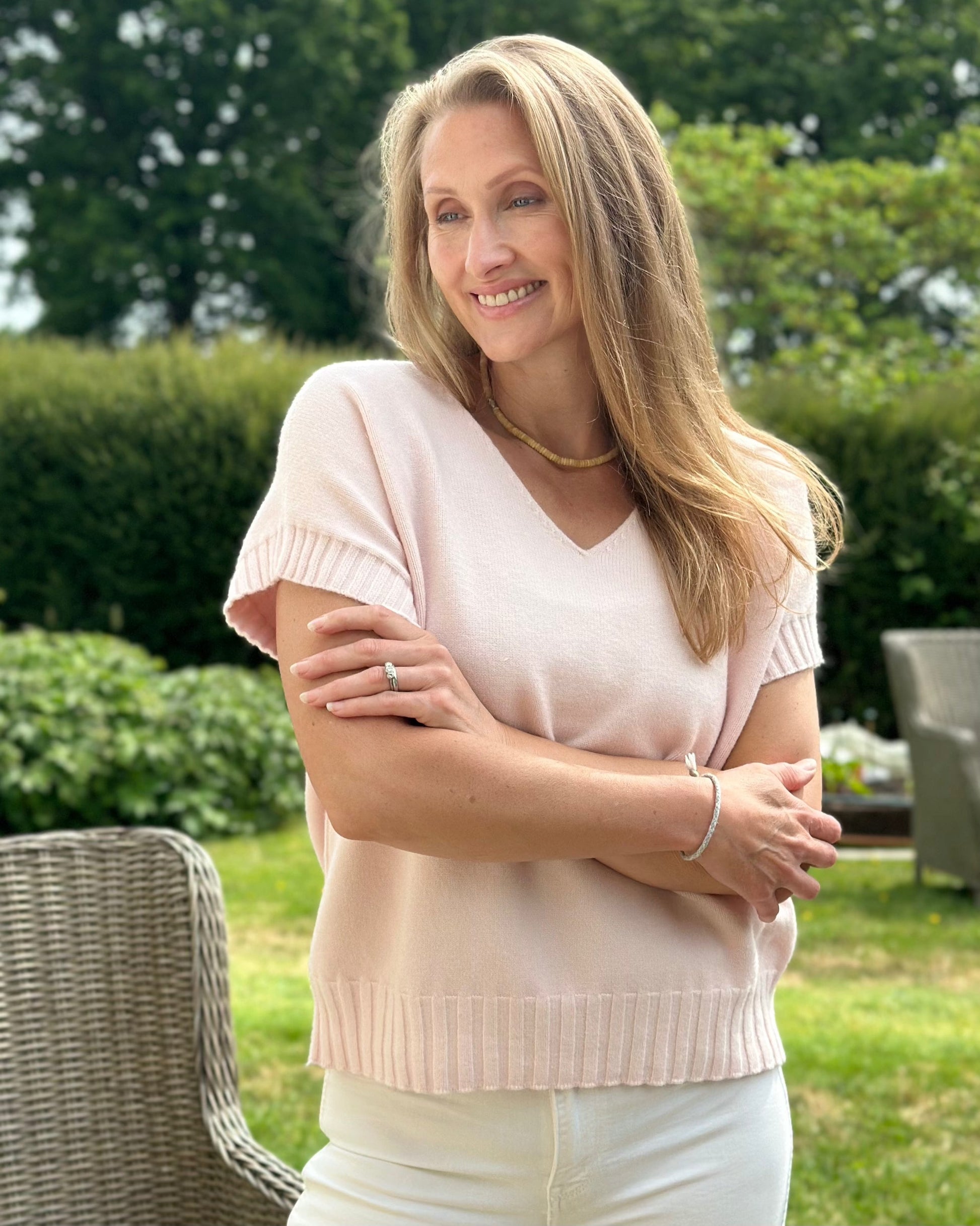 Clothing Boxy Ribbed Short Sleeve Jumper - Pale Pink