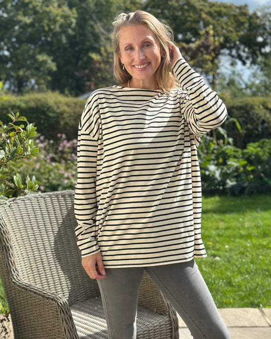 Clothing Bryony Striped Breton Top - Black/Cream