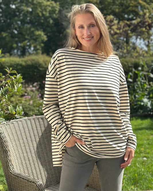 Clothing Bryony Striped Breton Top - Black/Cream