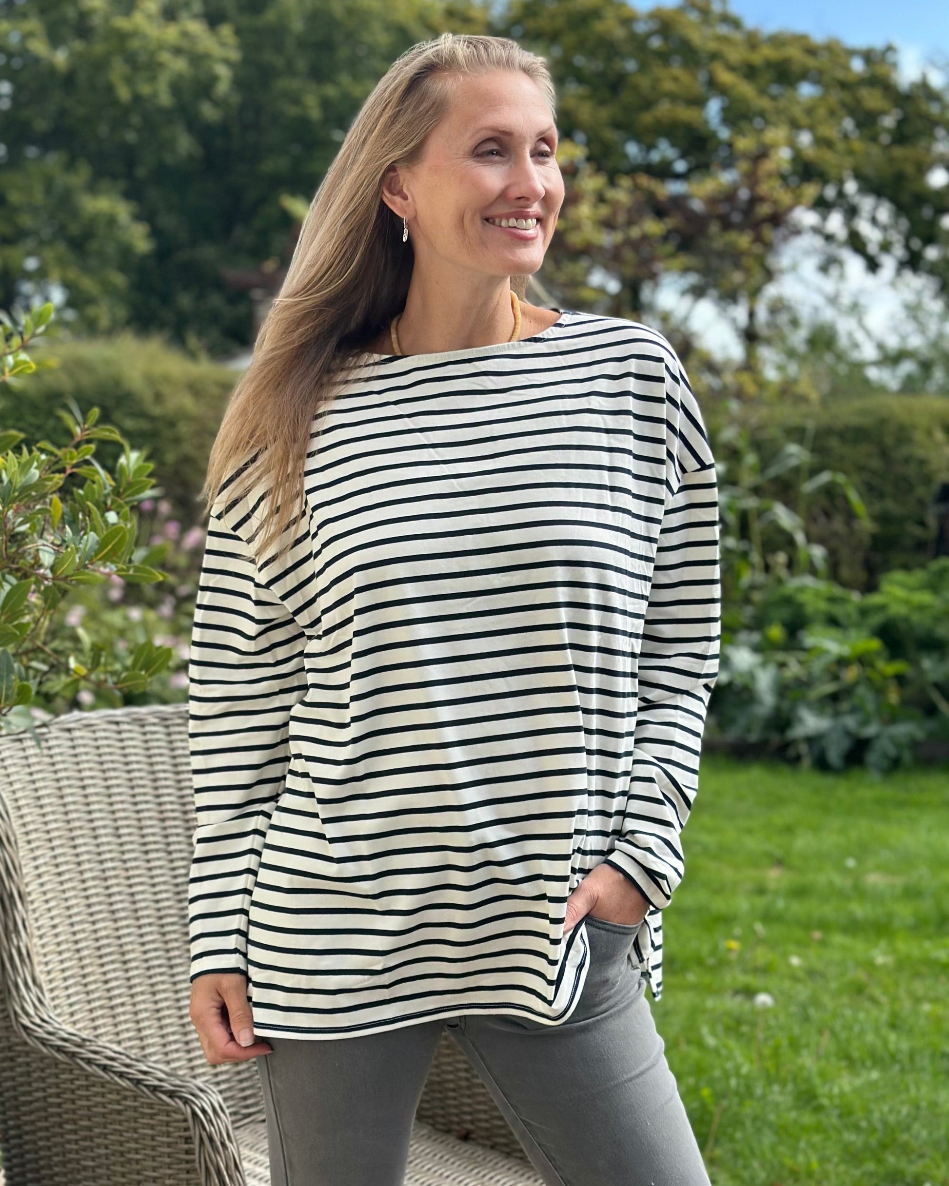 Clothing Bryony Striped Breton Top - Navy/Cream
