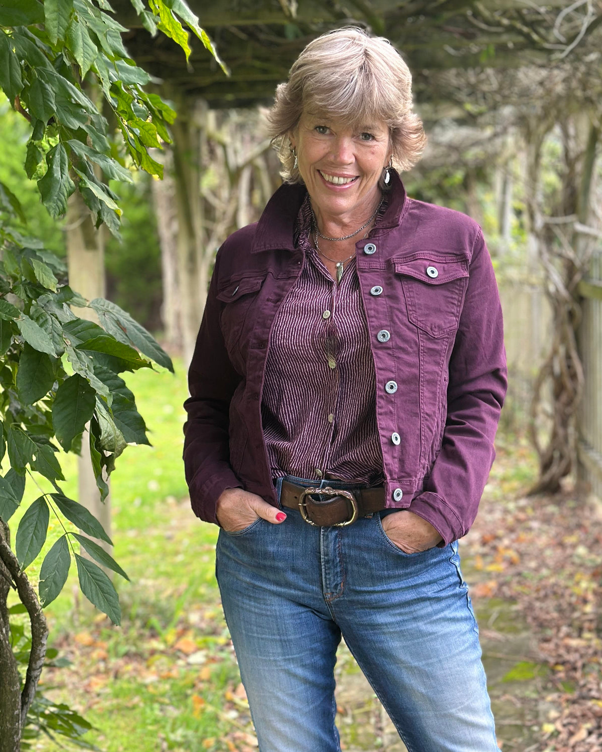 clothing Burgundy Denim Jacket - Sized