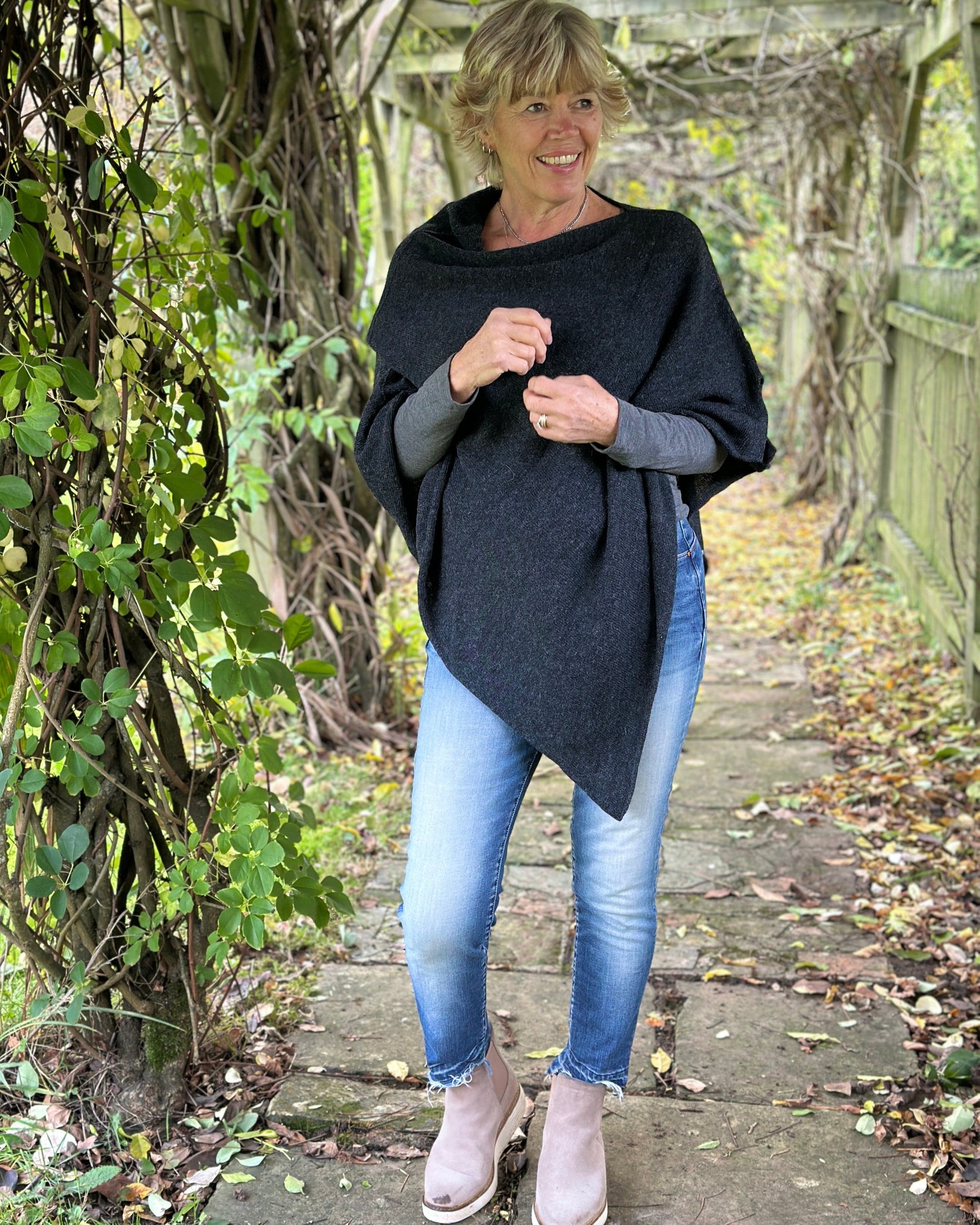 Clothing Cashmere Mix Poncho - Anthracite