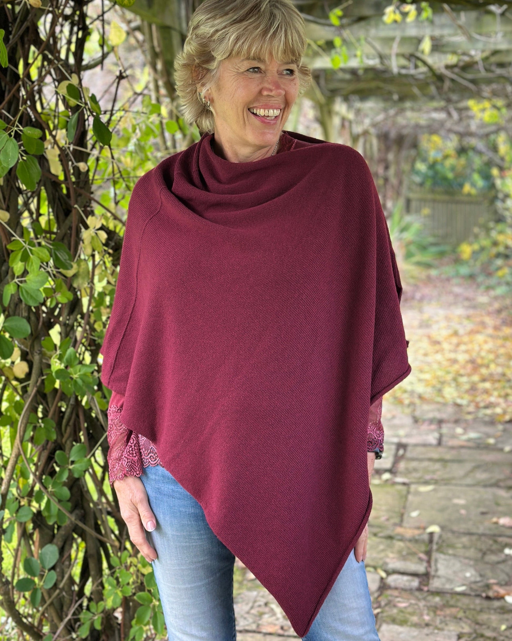 Clothing Cashmere Mix Poncho - Wine