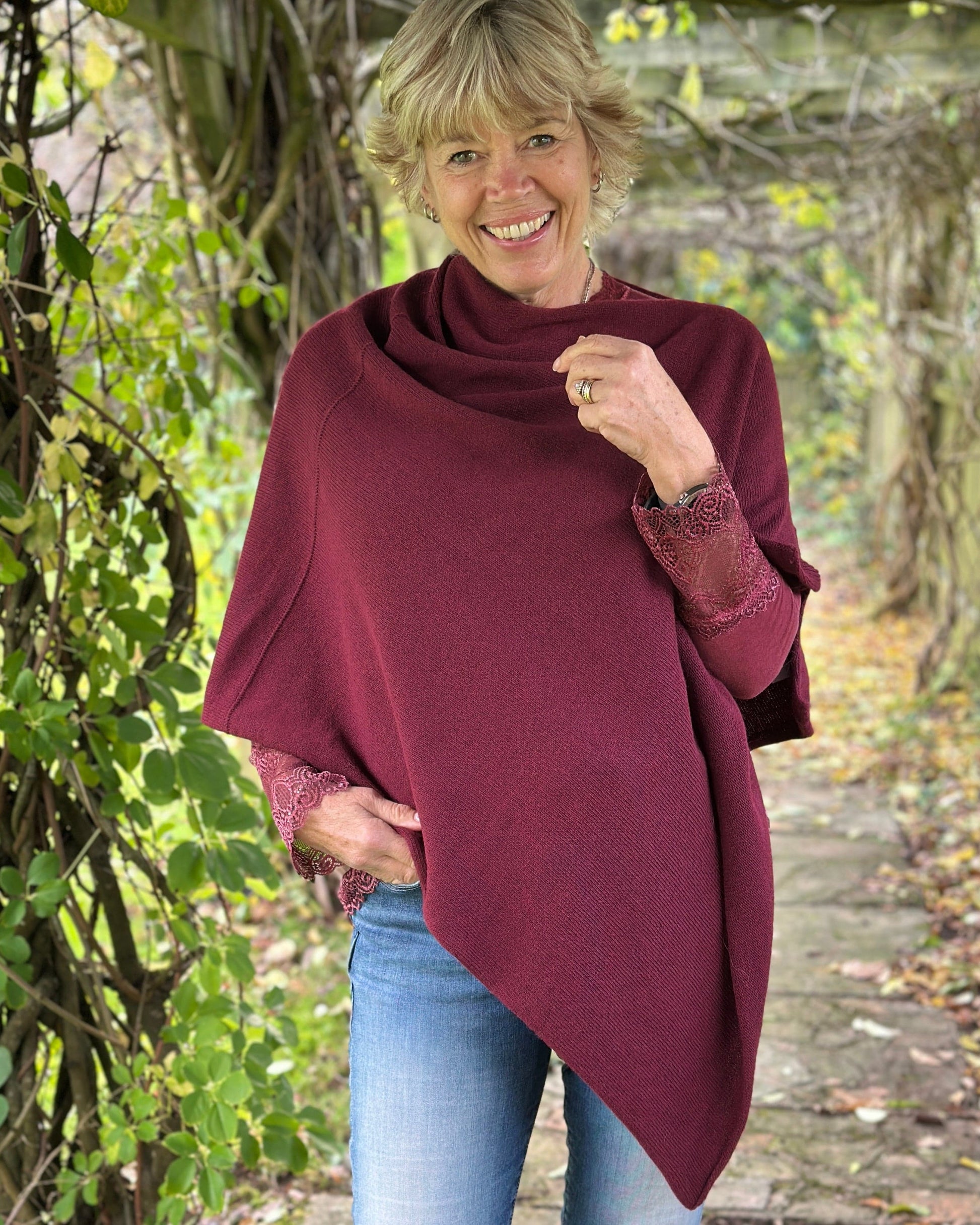 Clothing Cashmere Mix Poncho - Wine