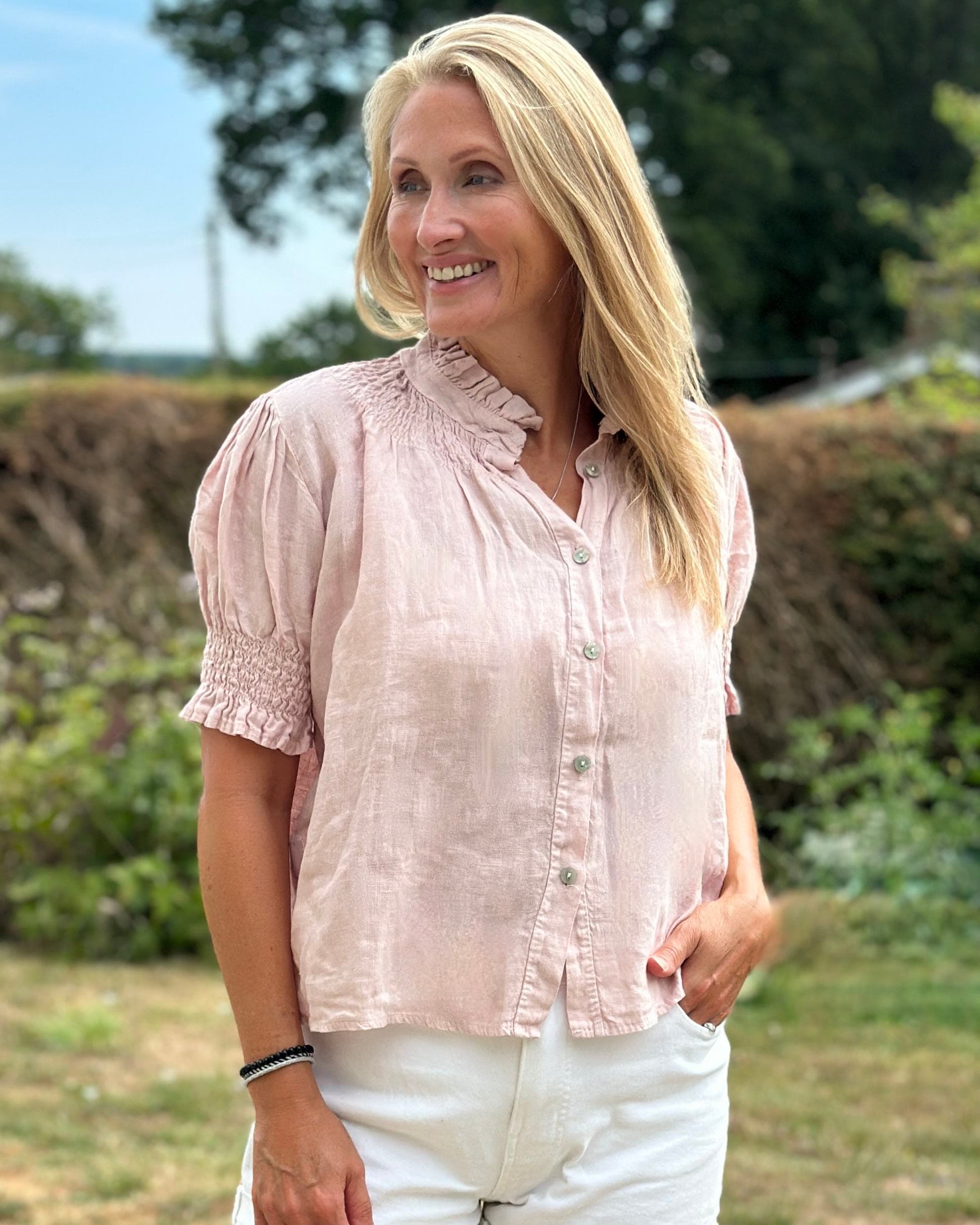Clothing Celeste Linen Blouse - Blush