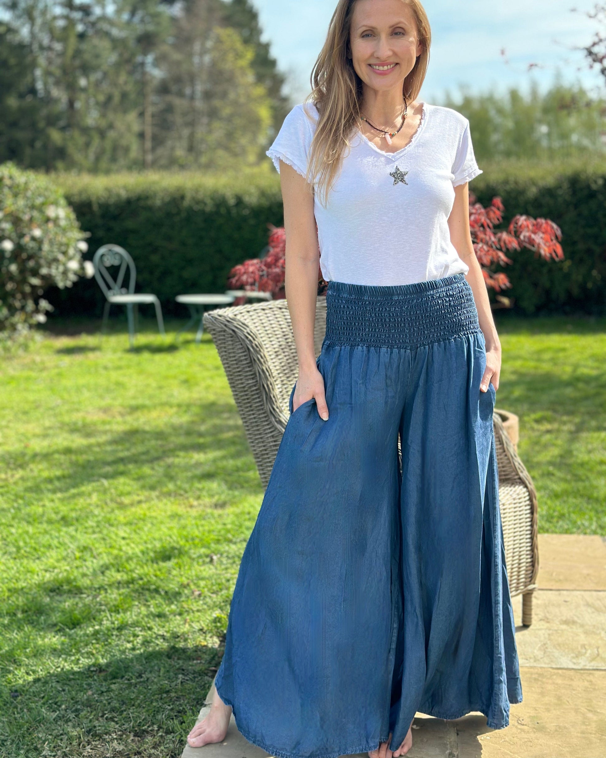 clothing Chambray Palazzo Trousers