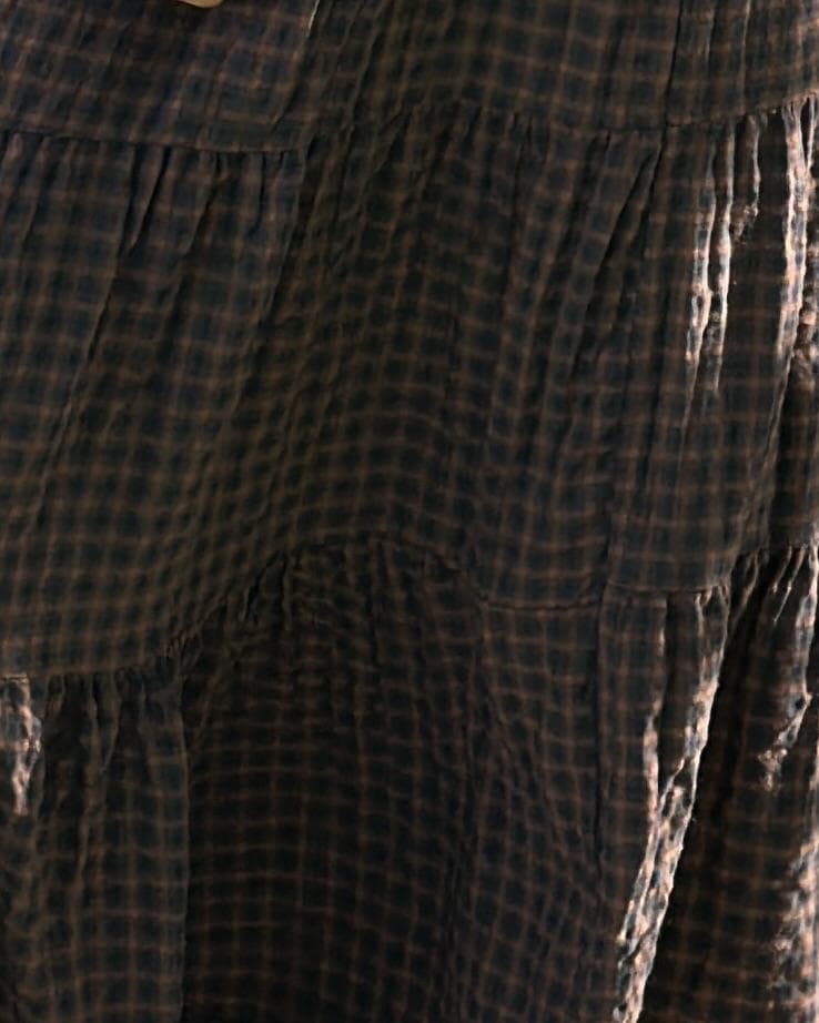 Clothing Check Patterned Tiered Skirt/Dress - Brown/Tan