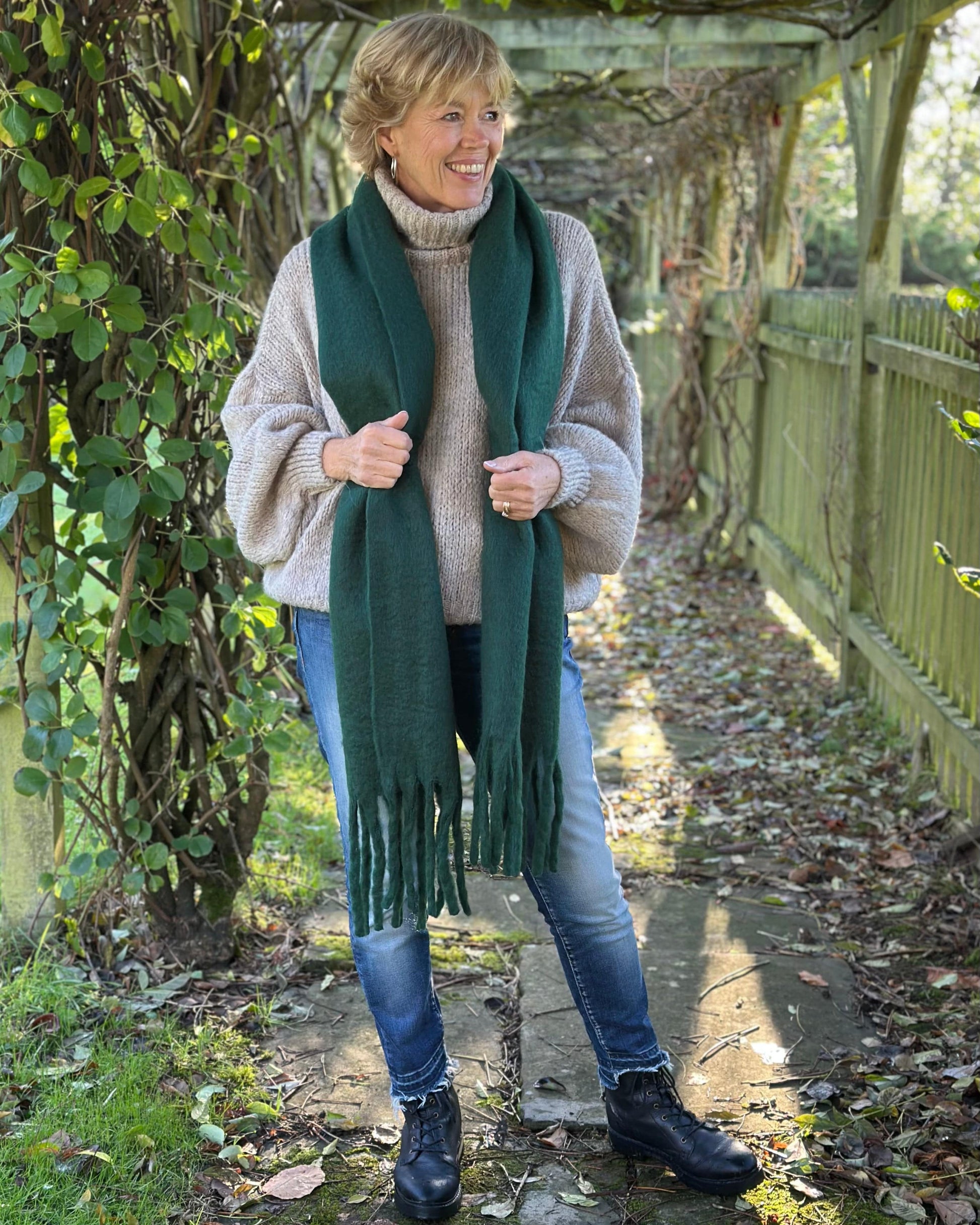 clothing Chunky Knit Roll Neck Balloon Sleeve Jumper - Oatmeal