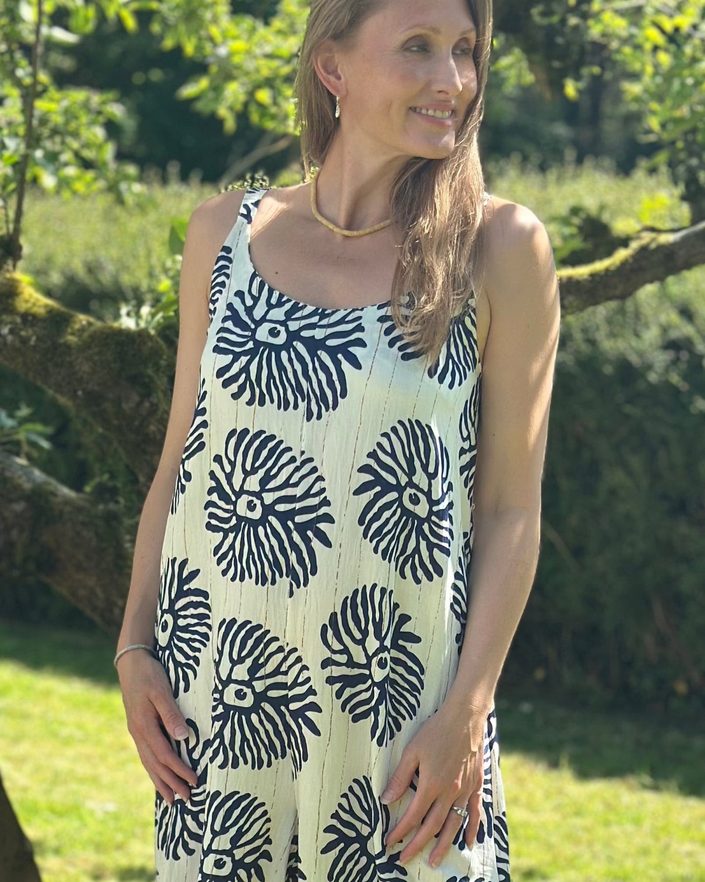 Clothing Coral Print Strap Jumpsuit - Navy/Cream