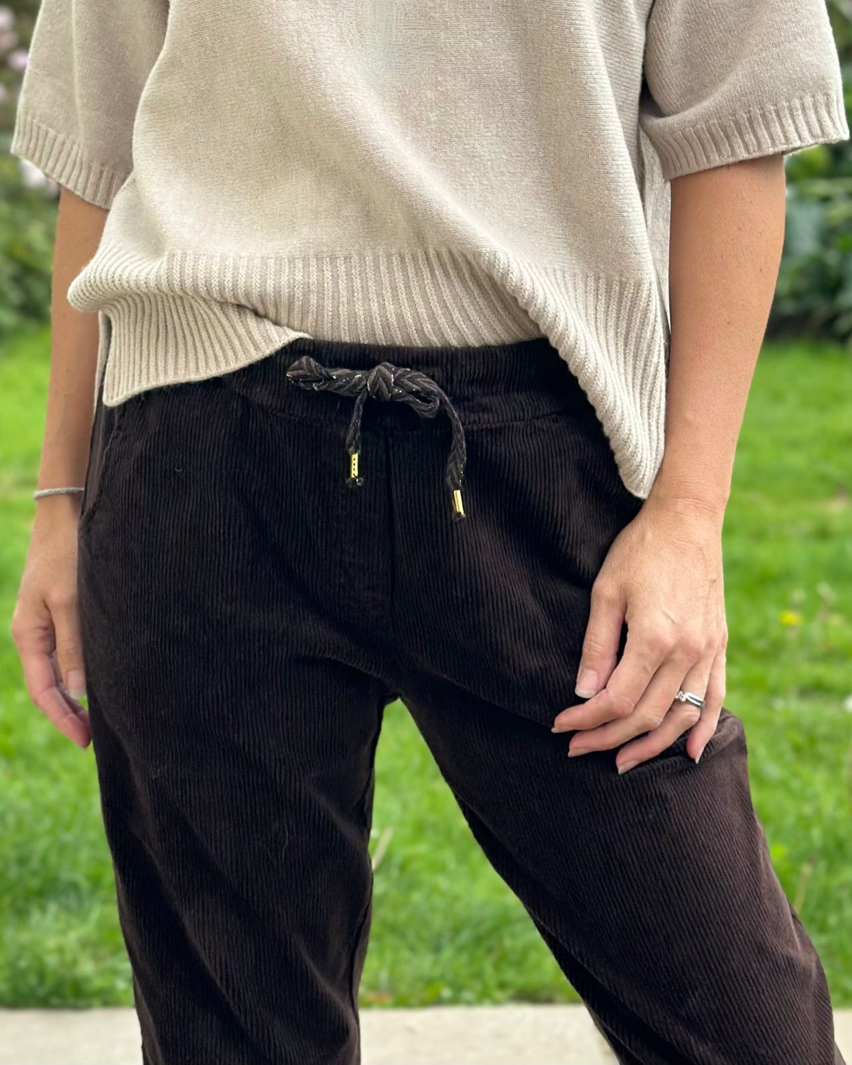 Clothing Corduroy Drawstring Trousers - Chocolate