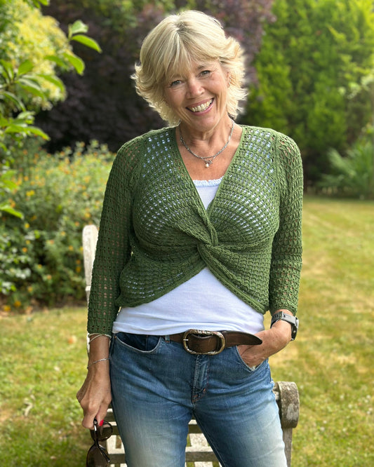 Clothing Cotton Crochet Twist Wrap - Green