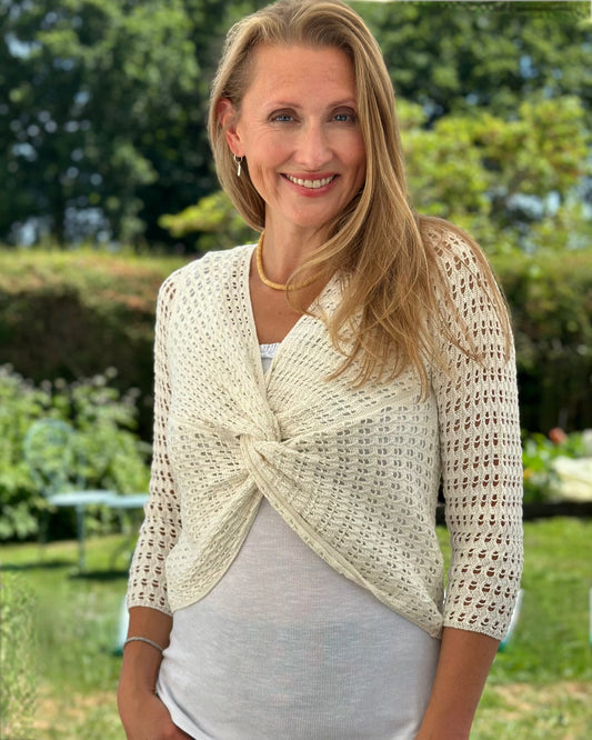 Clothing Cotton Crochet Twist Wrap - Ivory