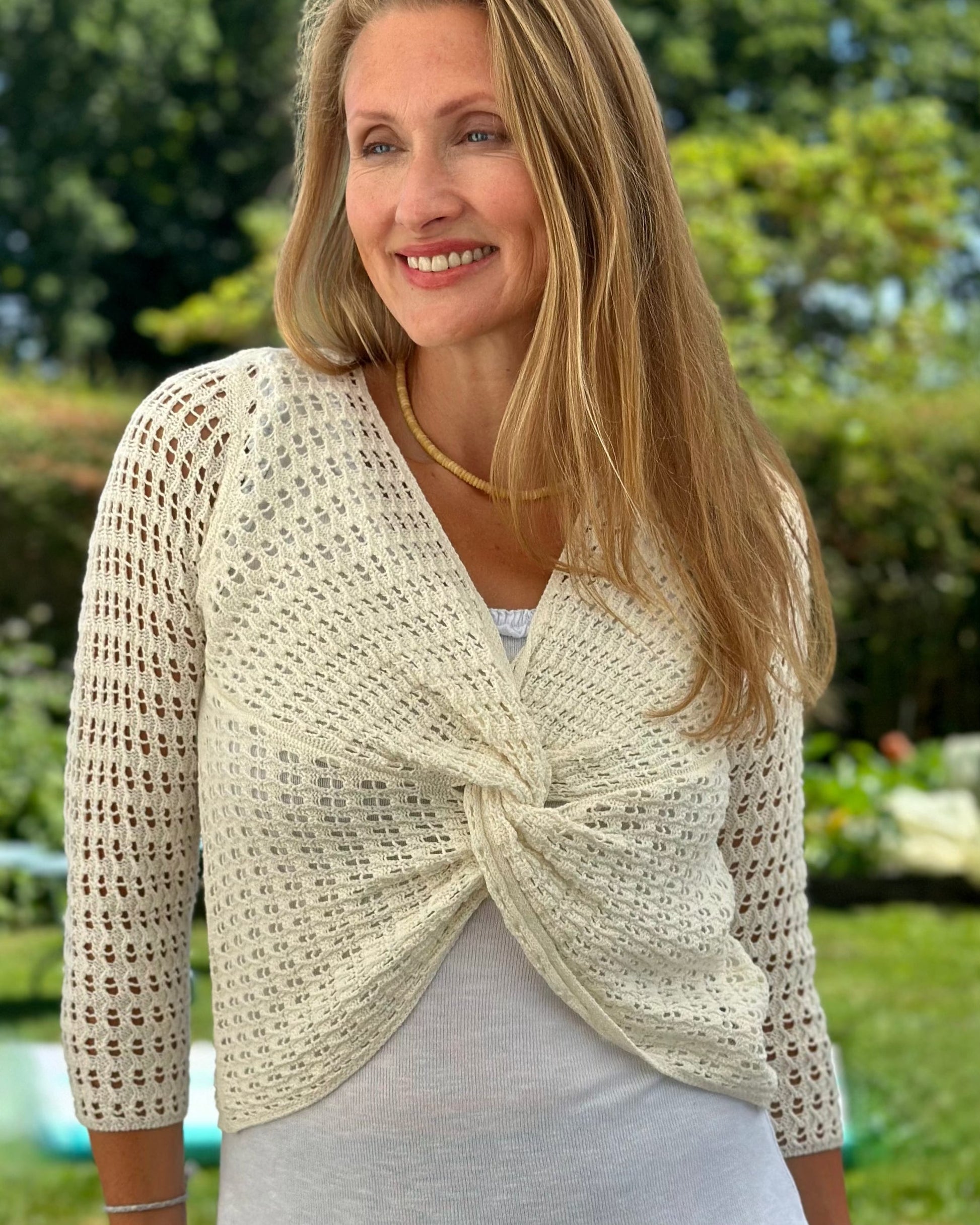 Clothing Cotton Crochet Twist Wrap - Ivory