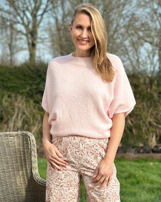 Clothing Cotton Floral Pattern Wide Leg Trousers - Pink