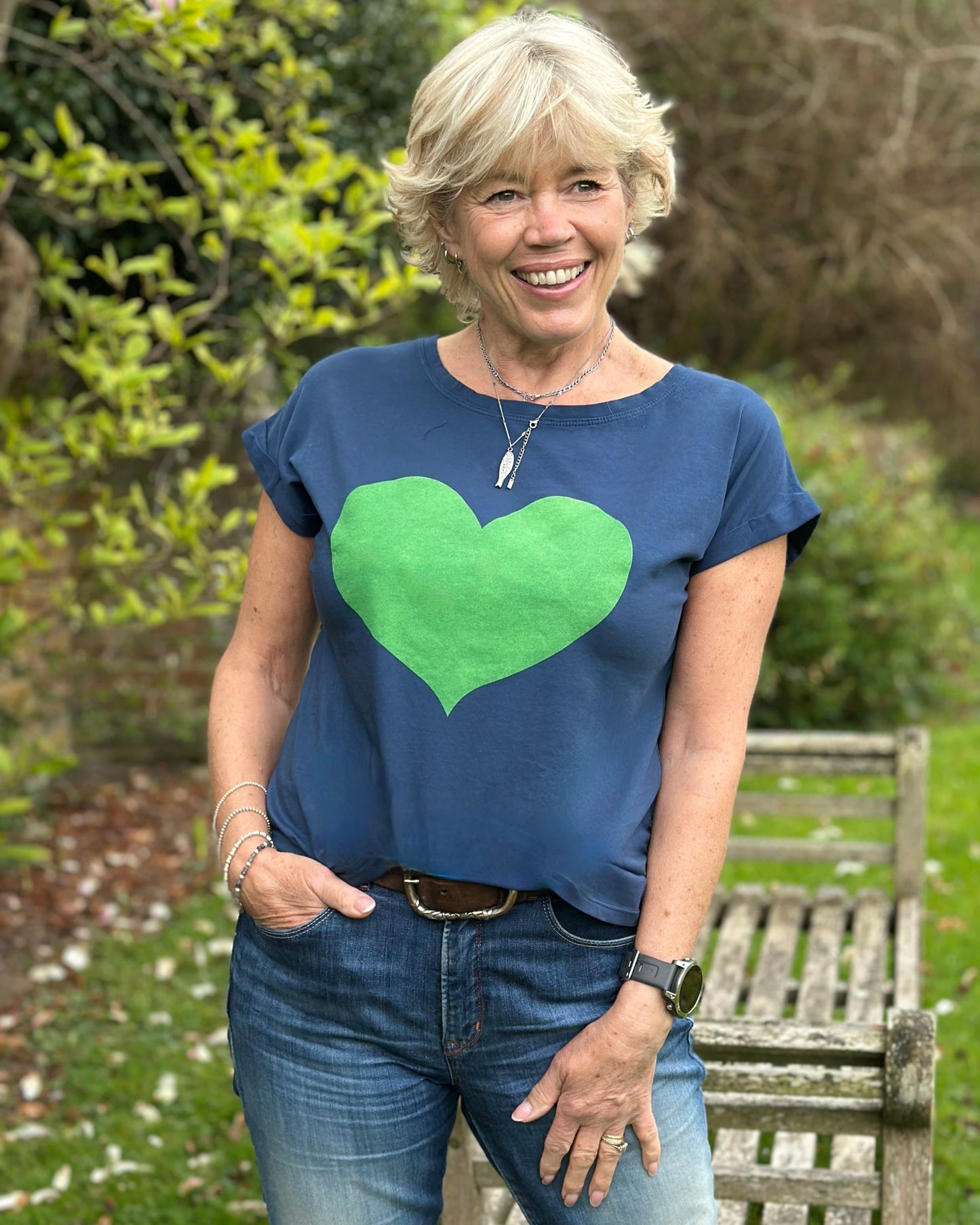 Clothing Cotton Heart T-Shirt - Navy