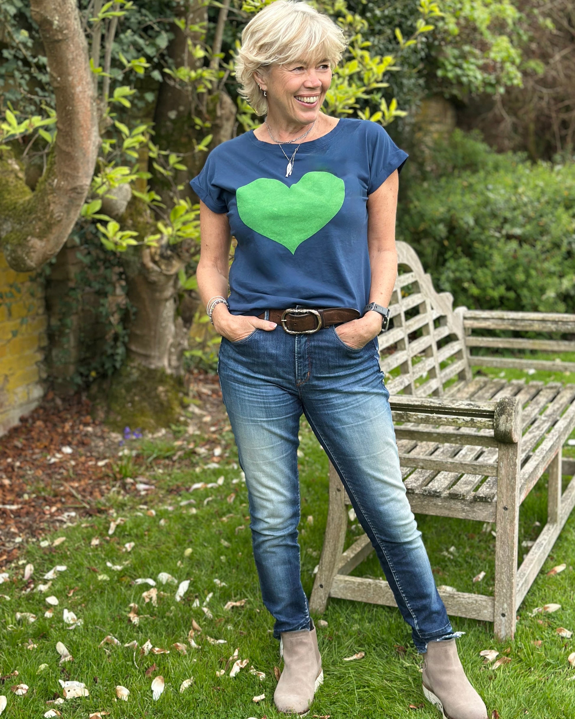 Clothing Cotton Heart T-Shirt - Navy