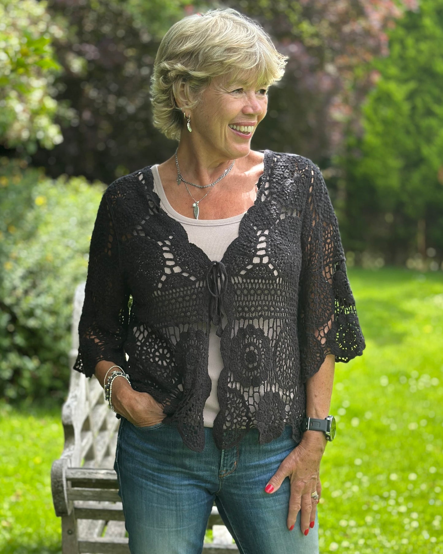 Clothing Crochet Cardigan - Black