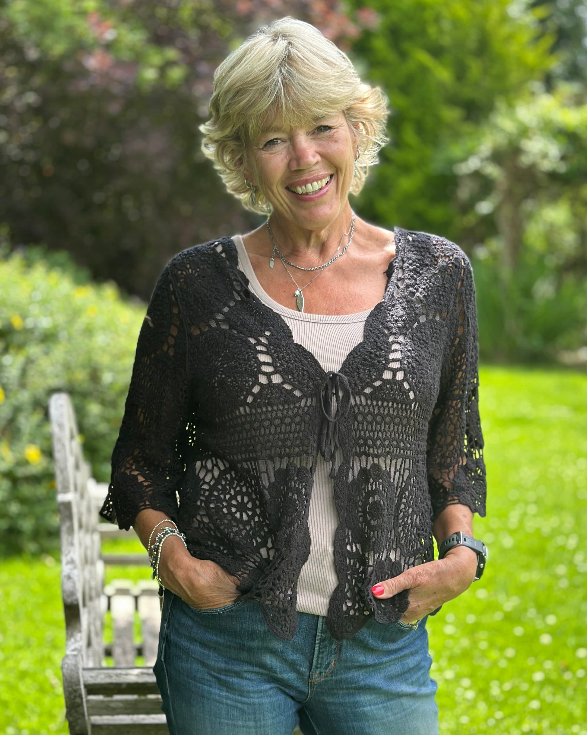 Clothing Crochet Cardigan - Black