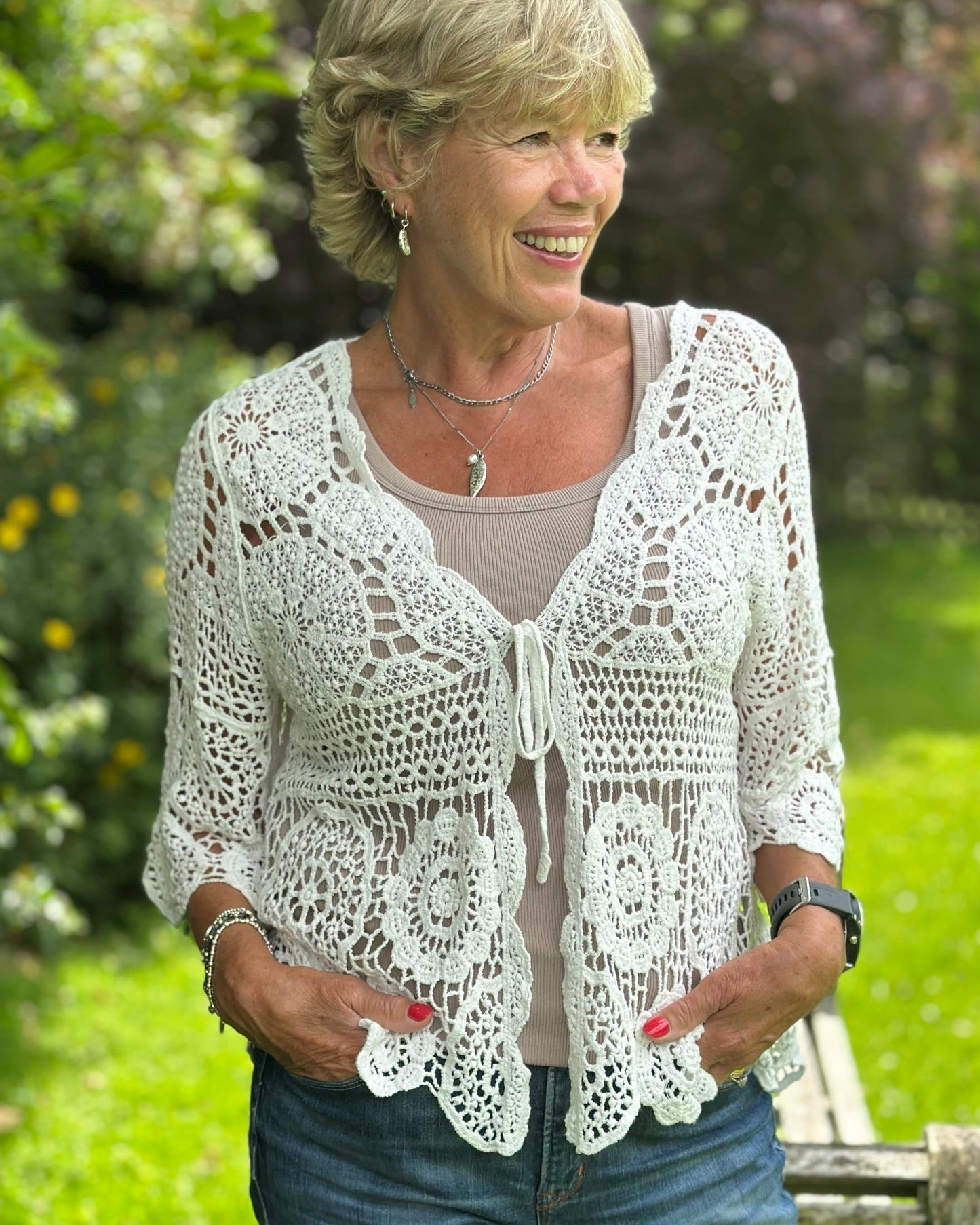 Clothing Crochet Cardigan - White