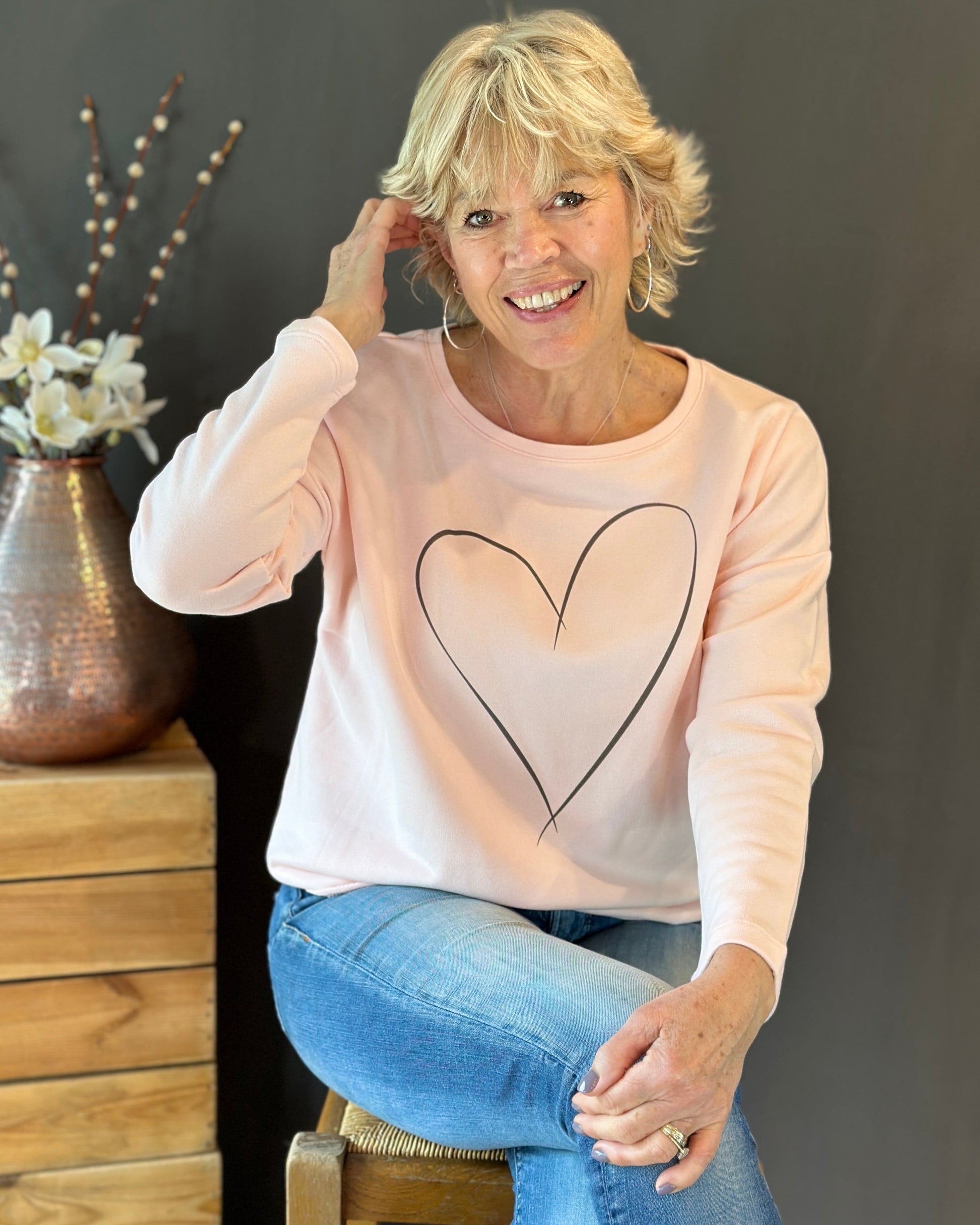 Clothing Drawn Heart 'So Soft' Cotton Sweatshirt - Pink