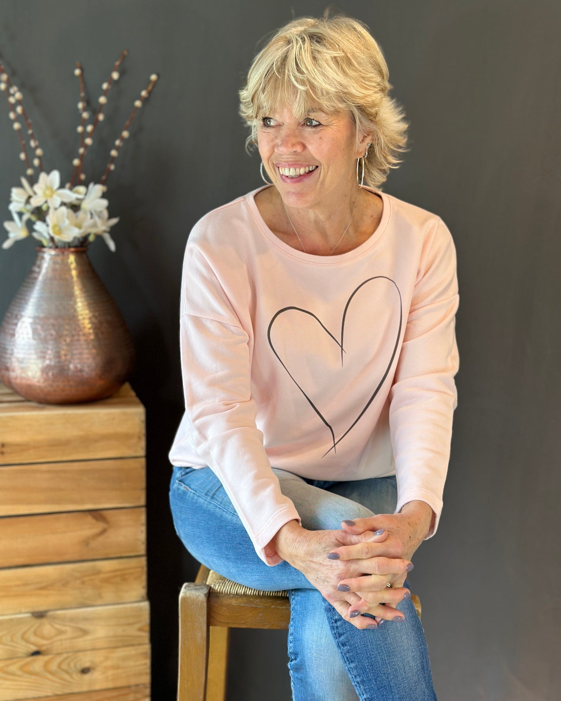 Clothing Drawn Heart 'So Soft' Cotton Sweatshirt - Pink