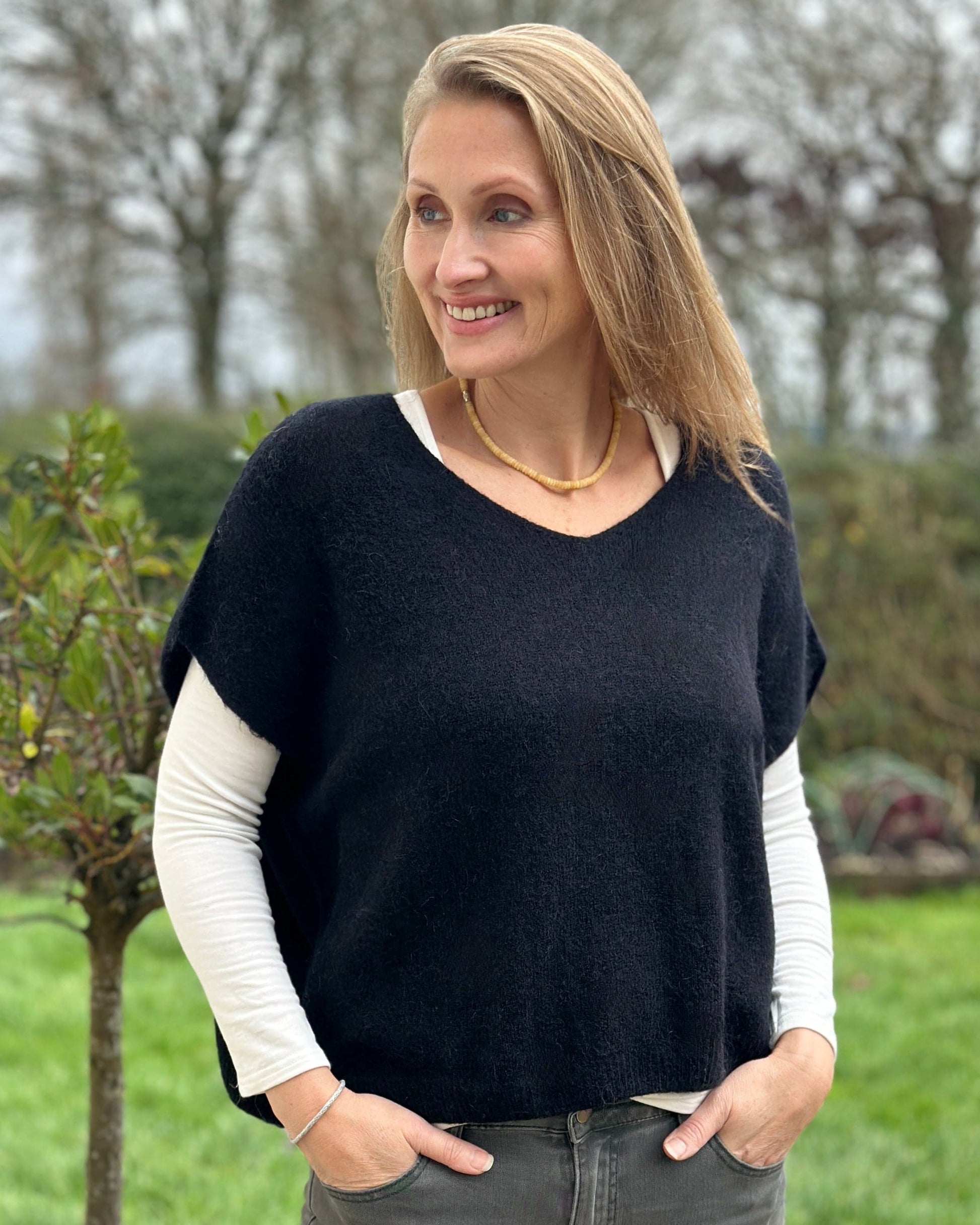 clothing Drop Shoulder Alpaca Tank Top - Black