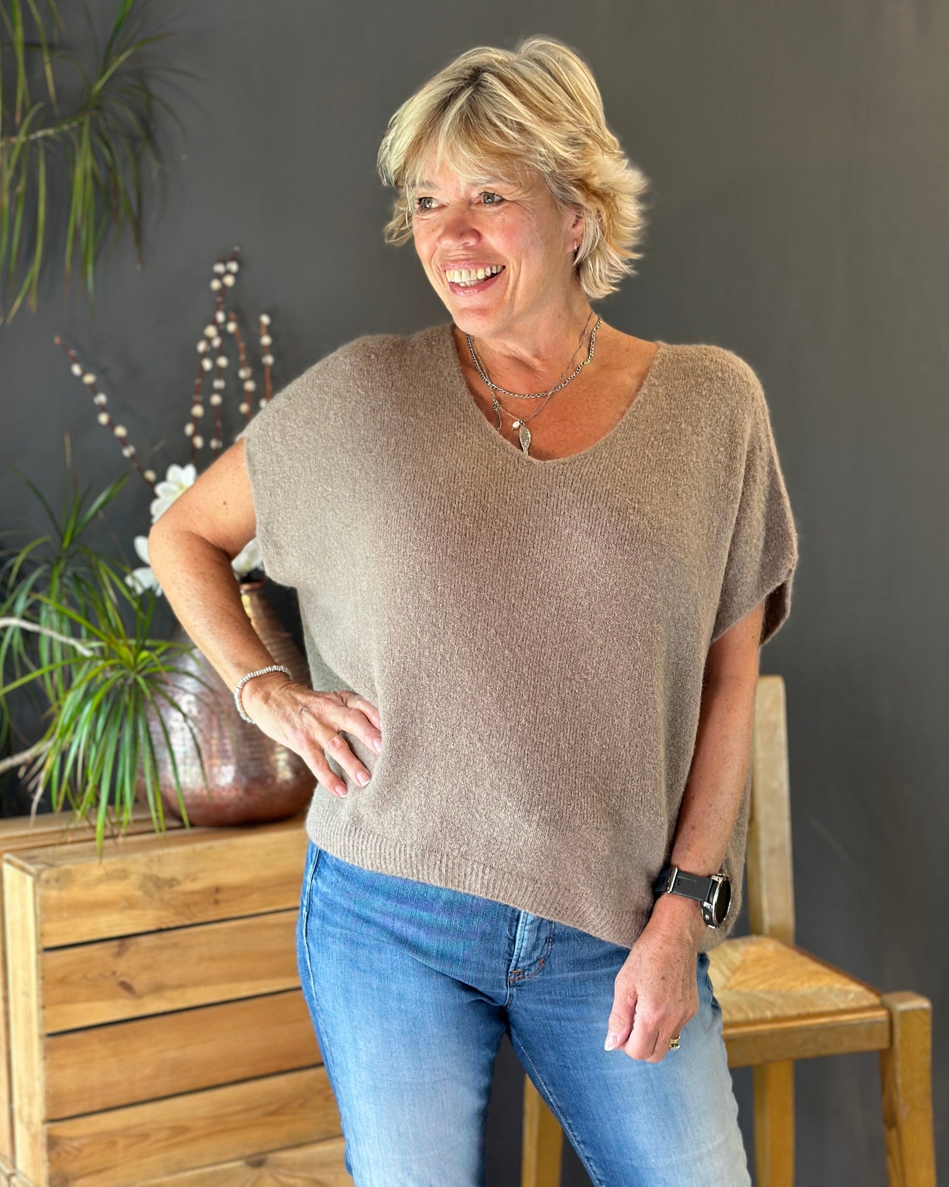 clothing Drop Shoulder Alpaca Tank Top - Truffle